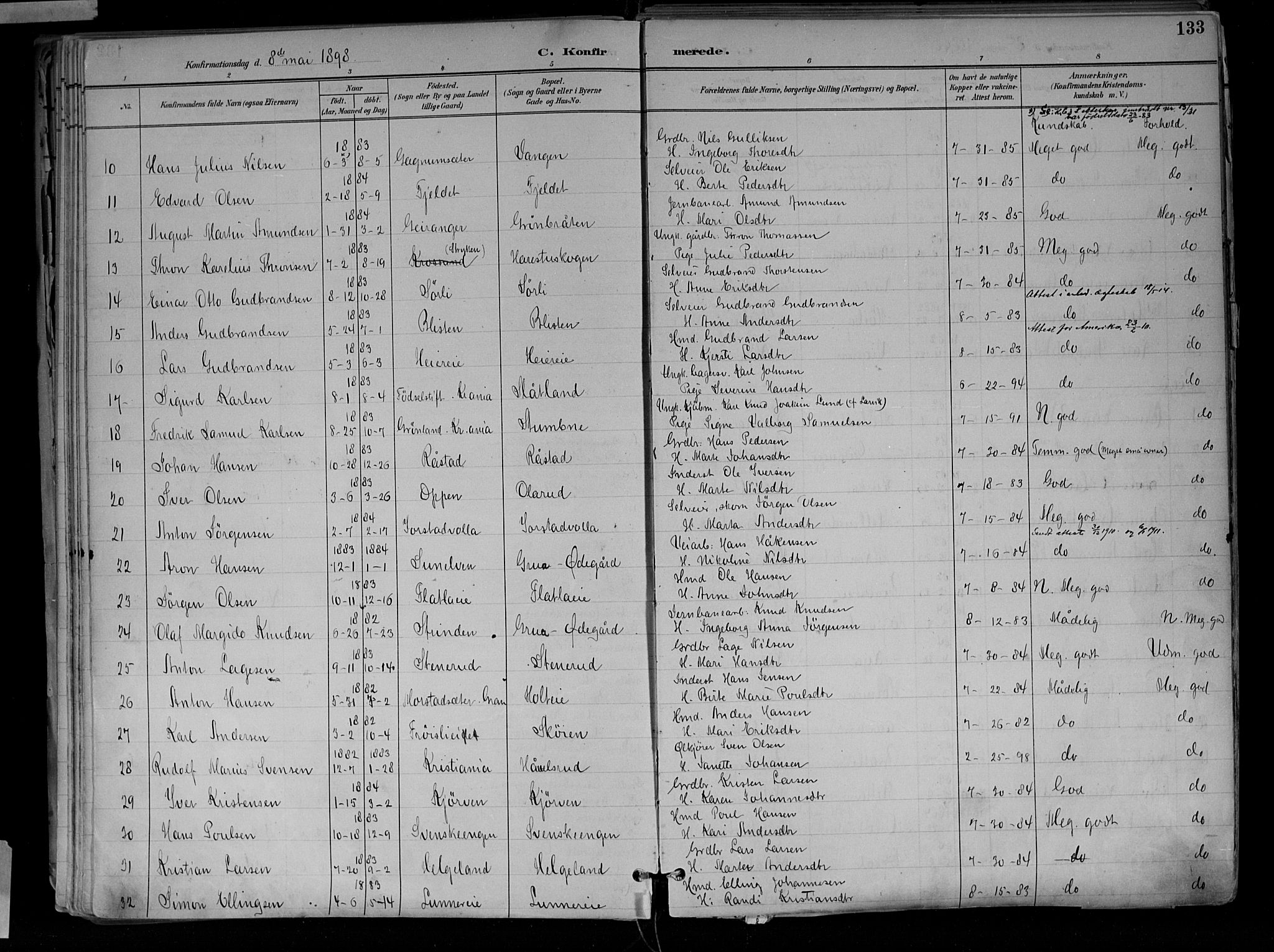 Jevnaker prestekontor, SAH/PREST-116/H/Ha/Haa/L0010: Parish register (official) no. 10, 1891-1906, p. 133