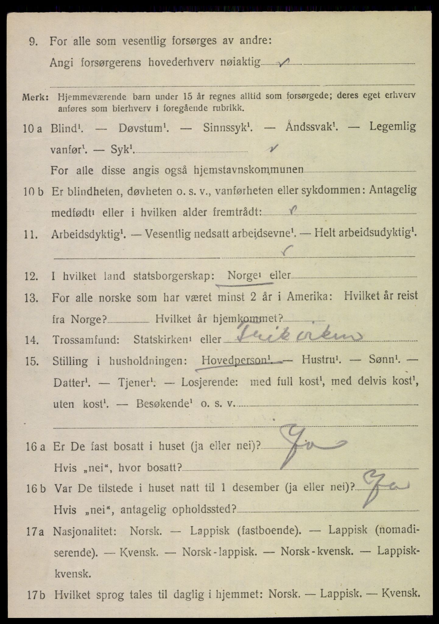 SAT, 1920 census for Fosnes, 1920, p. 1412