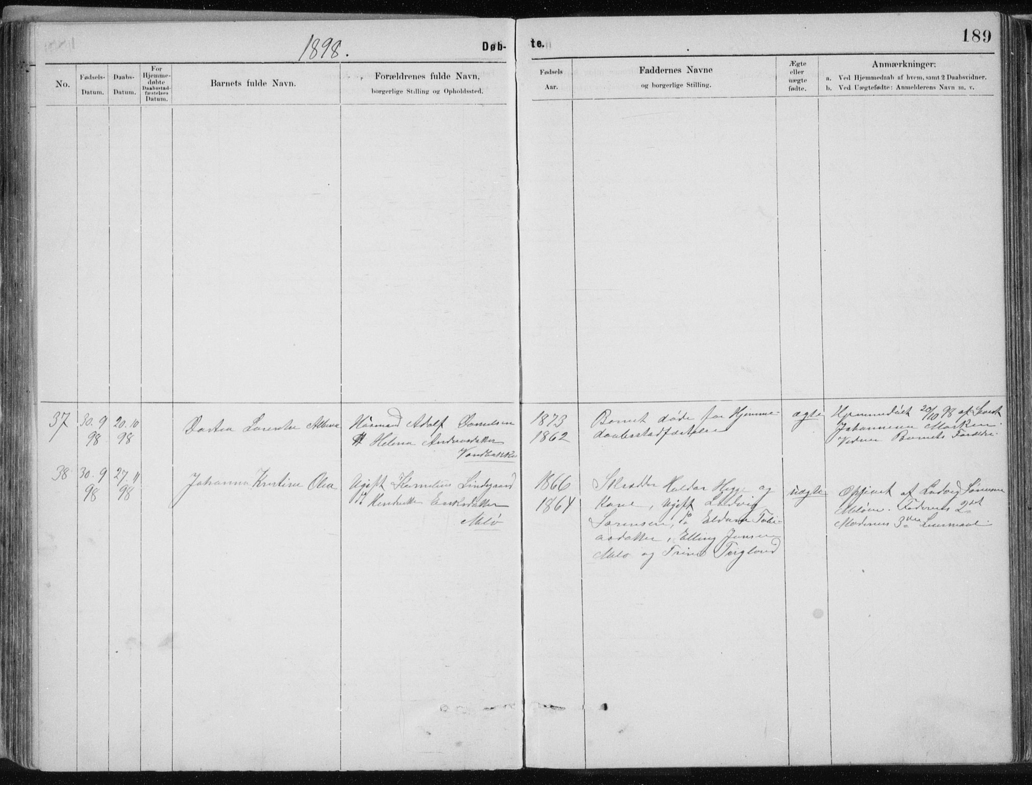 Ministerialprotokoller, klokkerbøker og fødselsregistre - Nordland, SAT/A-1459/843/L0636: Parish register (copy) no. 843C05, 1884-1909, p. 189
