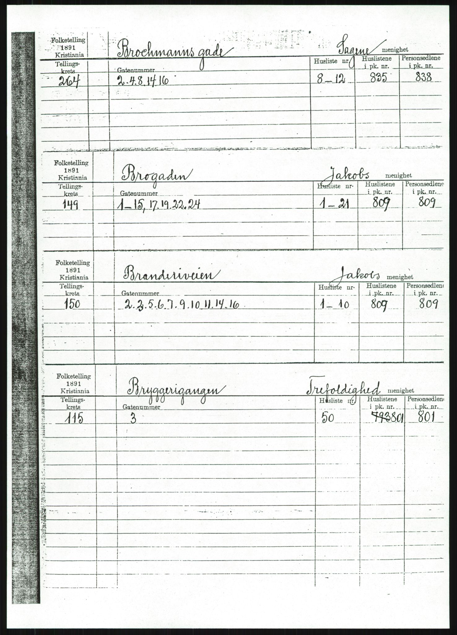 RA, 1891 census for 0301 Kristiania, 1891, p. 13