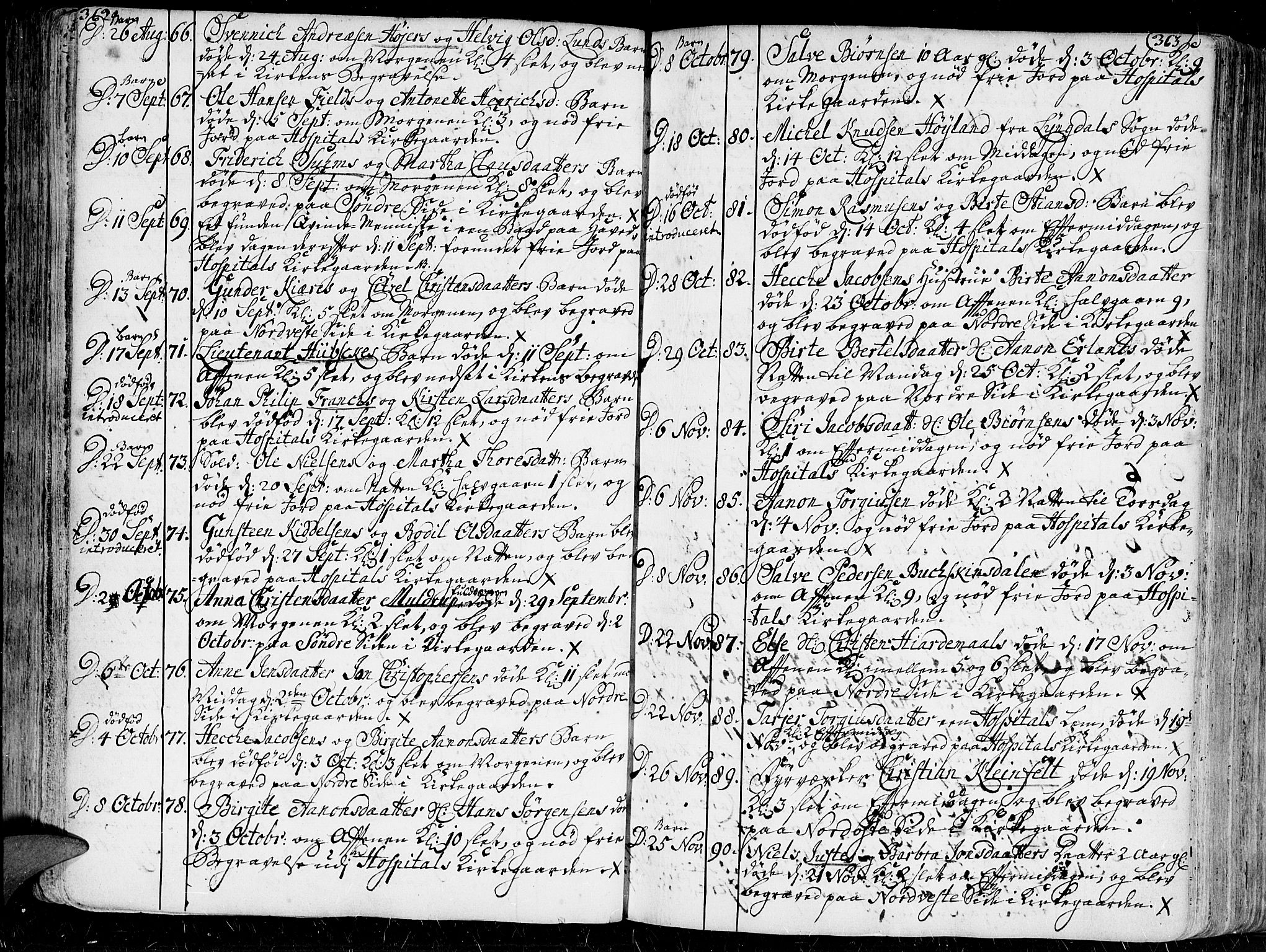 Kristiansand domprosti, AV/SAK-1112-0006/F/Fa/L0001: Parish register (official) no. A 1, 1734-1793, p. 362-363