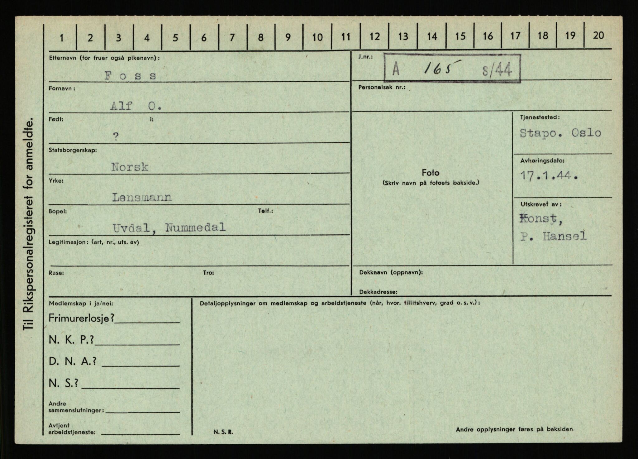 Statspolitiet - Hovedkontoret / Osloavdelingen, AV/RA-S-1329/C/Ca/L0004: Eid - funn av gjenstander	, 1943-1945, p. 3997