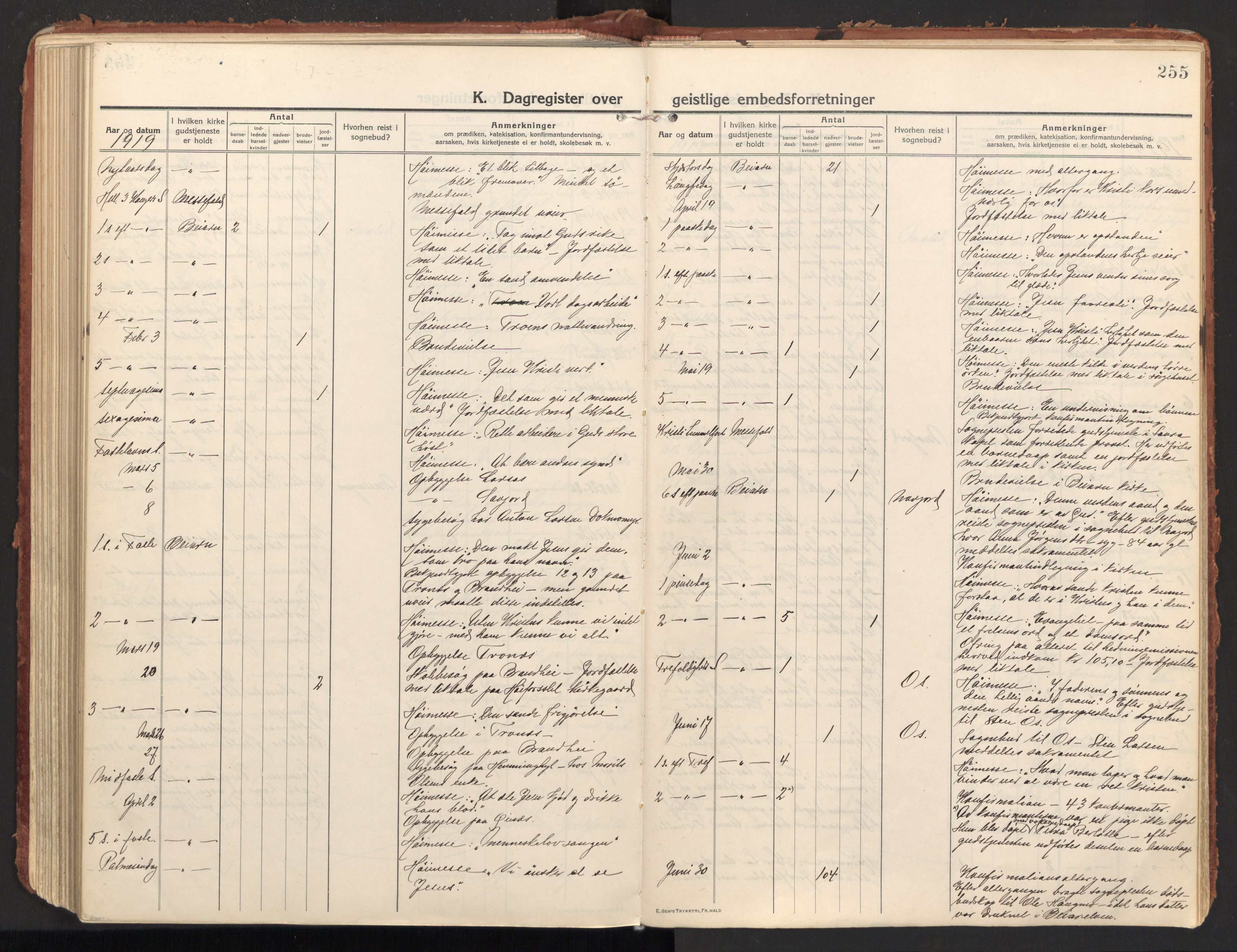 Ministerialprotokoller, klokkerbøker og fødselsregistre - Nordland, SAT/A-1459/846/L0650: Parish register (official) no. 846A08, 1916-1935, p. 255