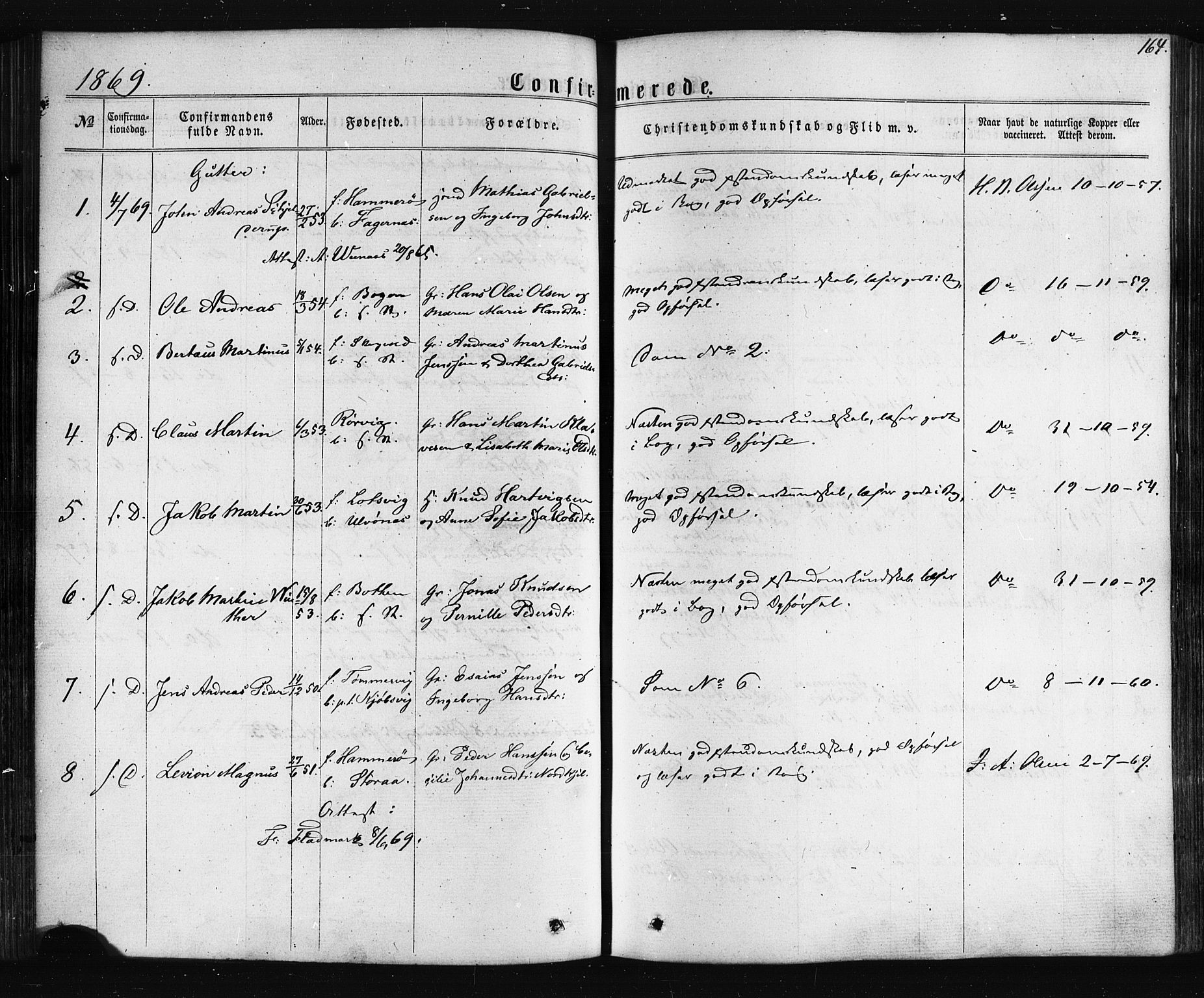 Ministerialprotokoller, klokkerbøker og fødselsregistre - Nordland, SAT/A-1459/861/L0867: Parish register (official) no. 861A02, 1864-1878, p. 164
