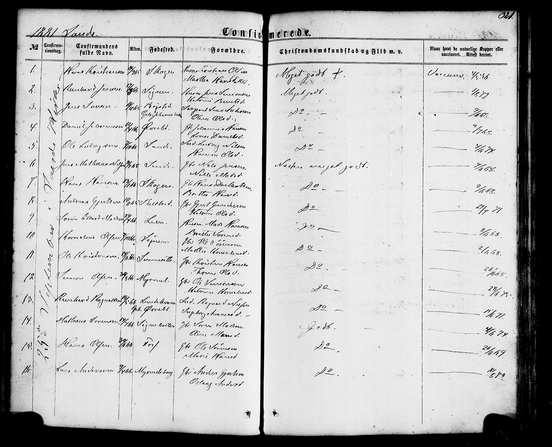 Gaular sokneprestembete, SAB/A-80001/H/Haa: Parish register (official) no. A 5, 1860-1881, p. 321