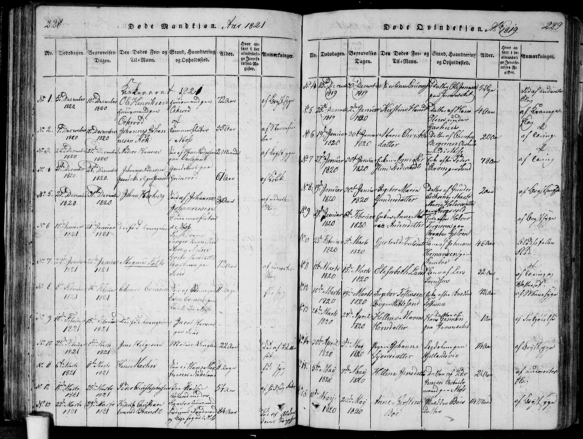 Moss prestekontor Kirkebøker, SAO/A-2003/F/Fa/L0005: Parish register (official) no. I 5, 1814-1828, p. 228-229