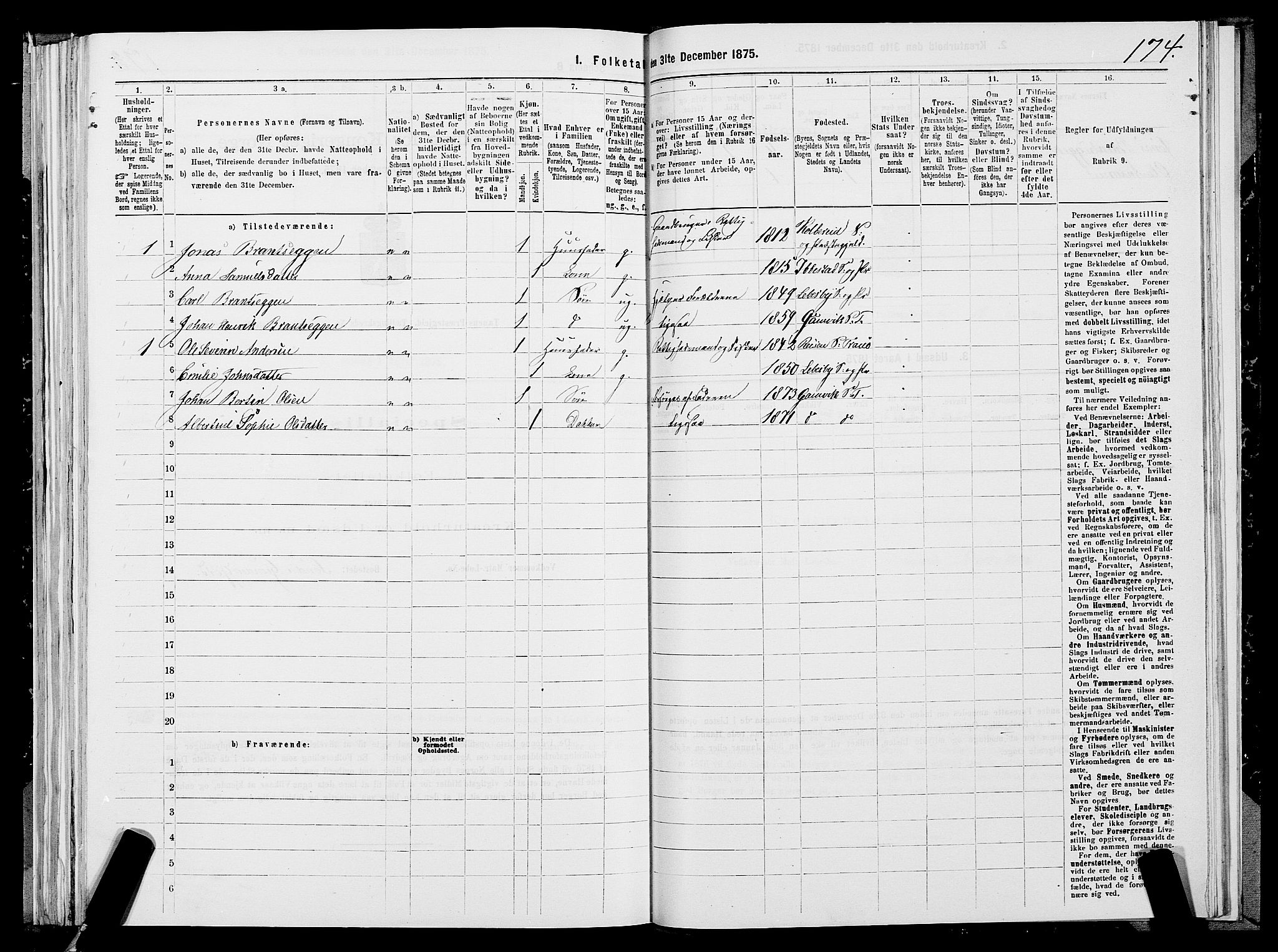 SATØ, 1875 census for 2025P Tana, 1875, p. 3174