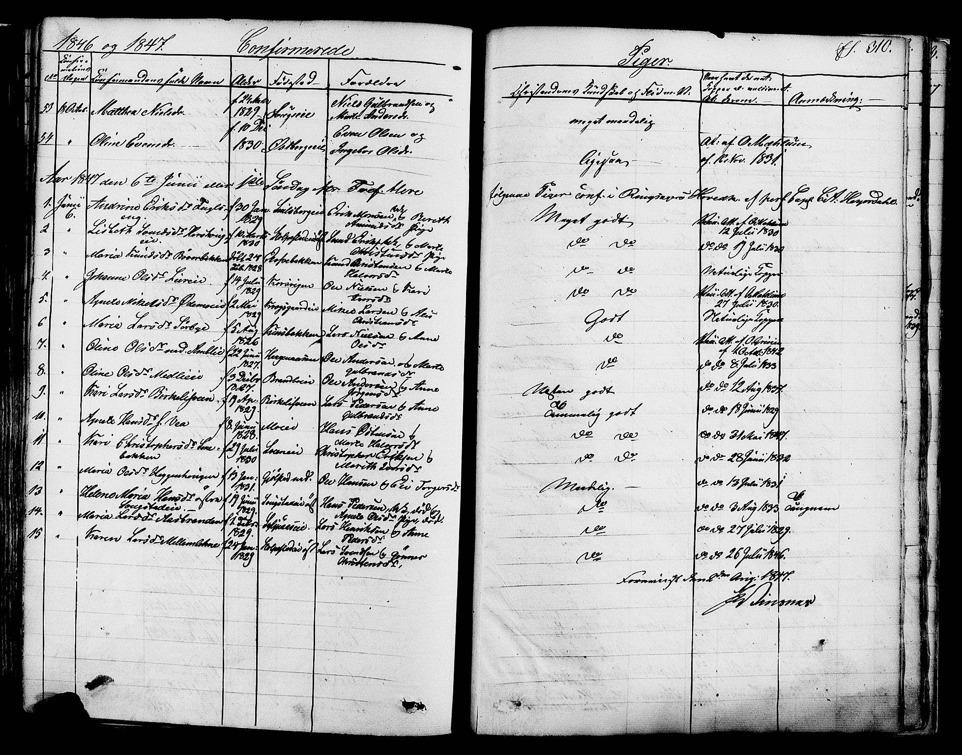 Ringsaker prestekontor, AV/SAH-PREST-014/K/Ka/L0008: Parish register (official) no. 8, 1837-1850, p. 310