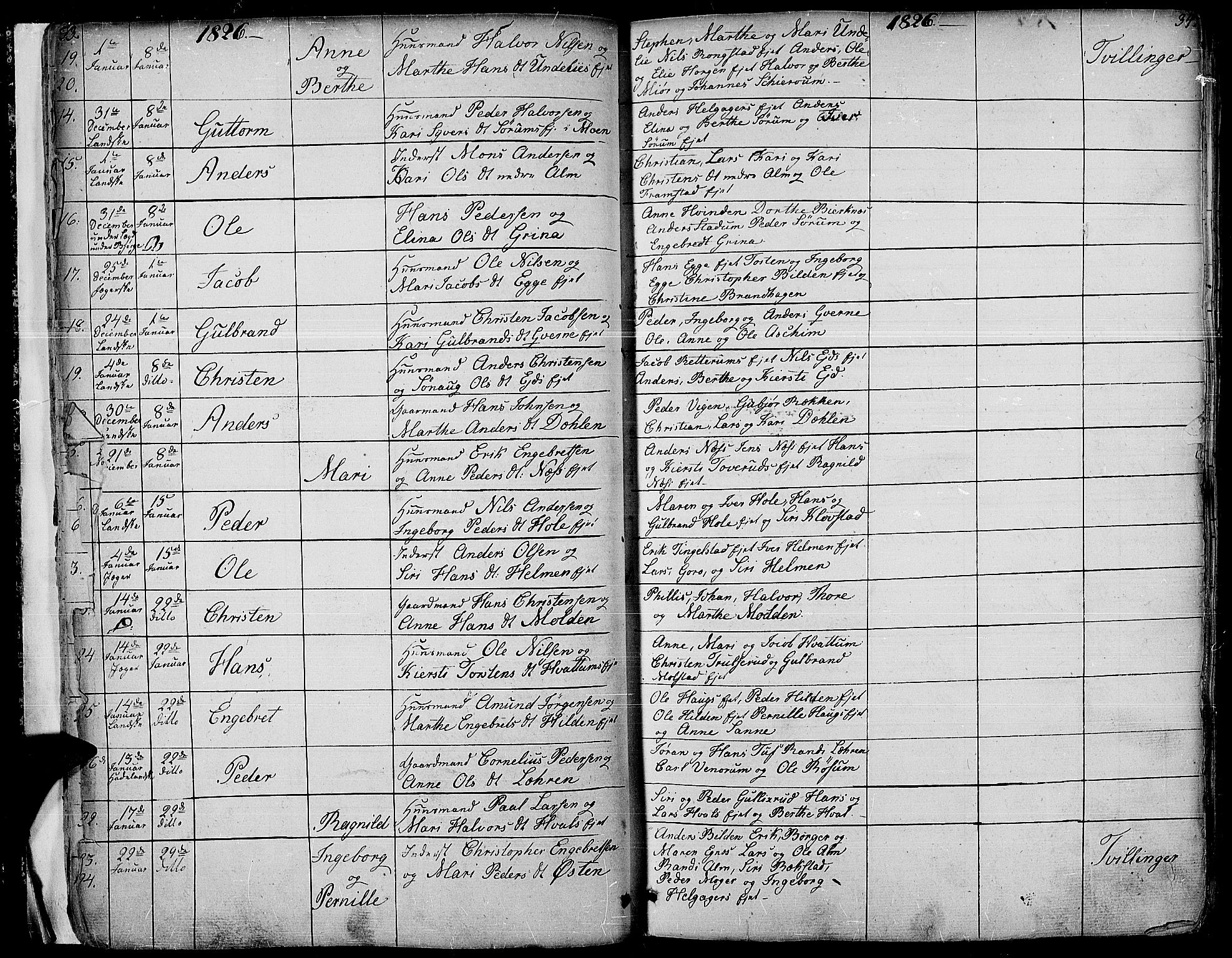 Gran prestekontor, SAH/PREST-112/H/Ha/Haa/L0010: Parish register (official) no. 10, 1824-1842, p. 33-34