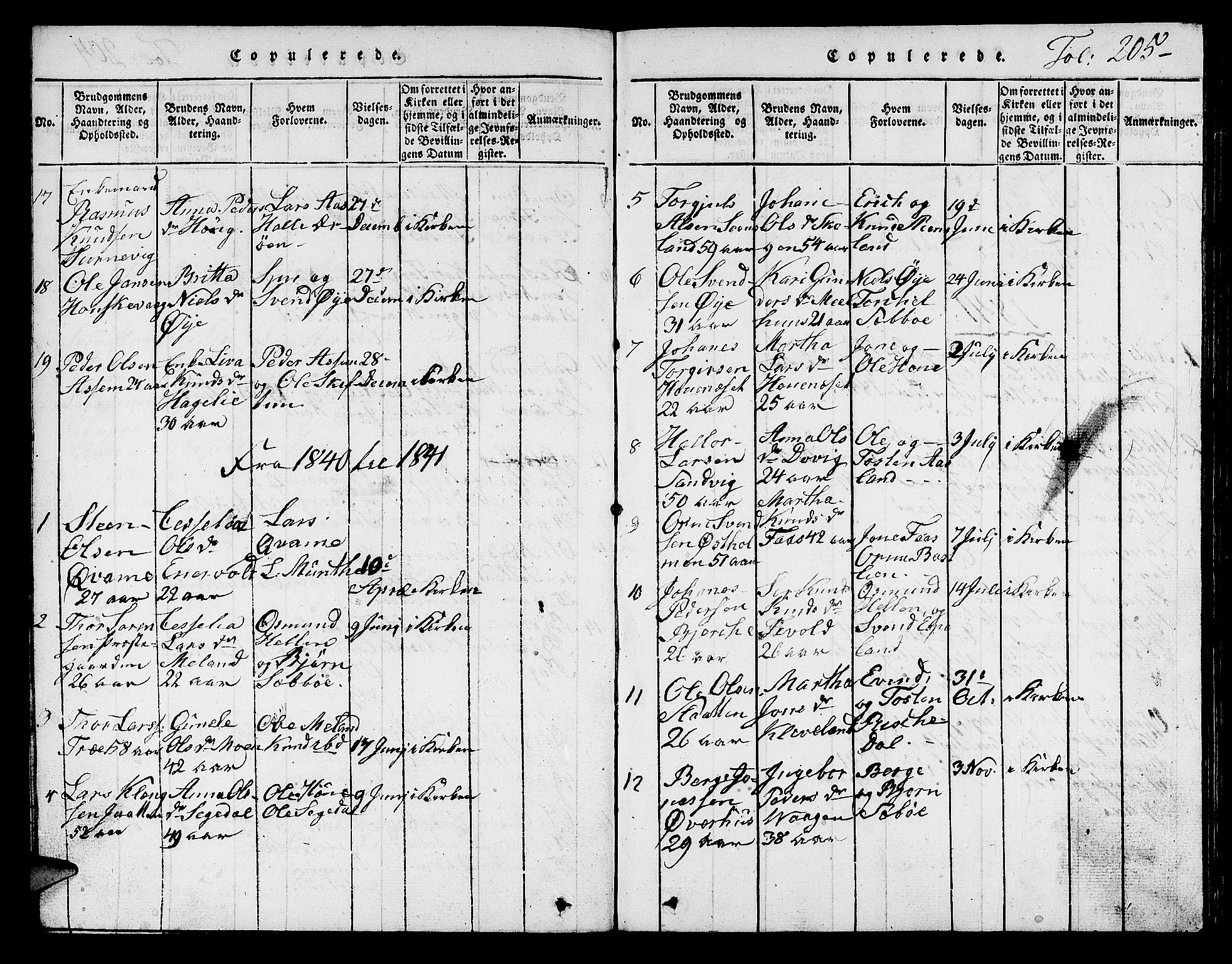 Hjelmeland sokneprestkontor, SAST/A-101843/01/V/L0001: Parish register (copy) no. B 1, 1816-1841, p. 205