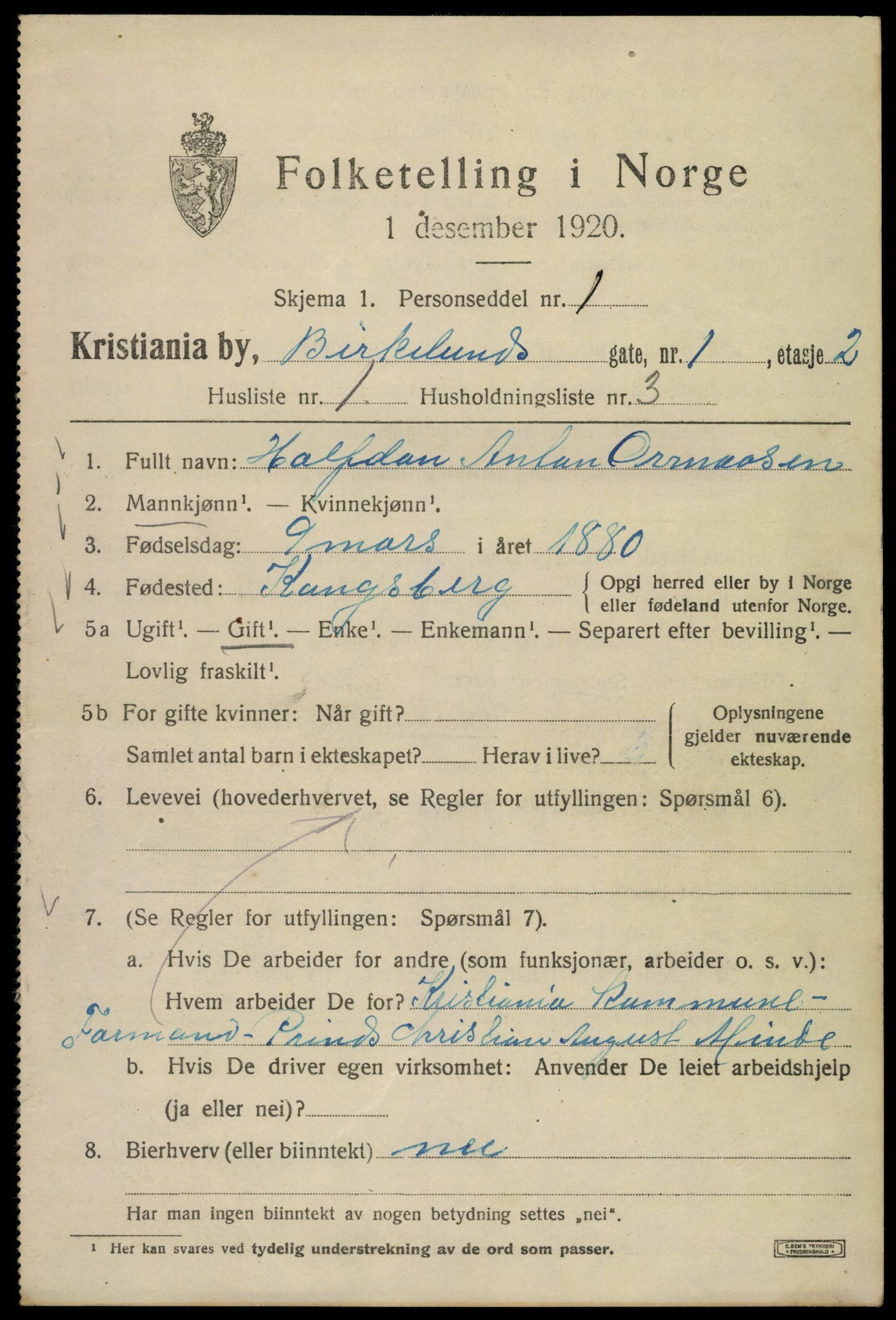 SAO, 1920 census for Kristiania, 1920, p. 156359