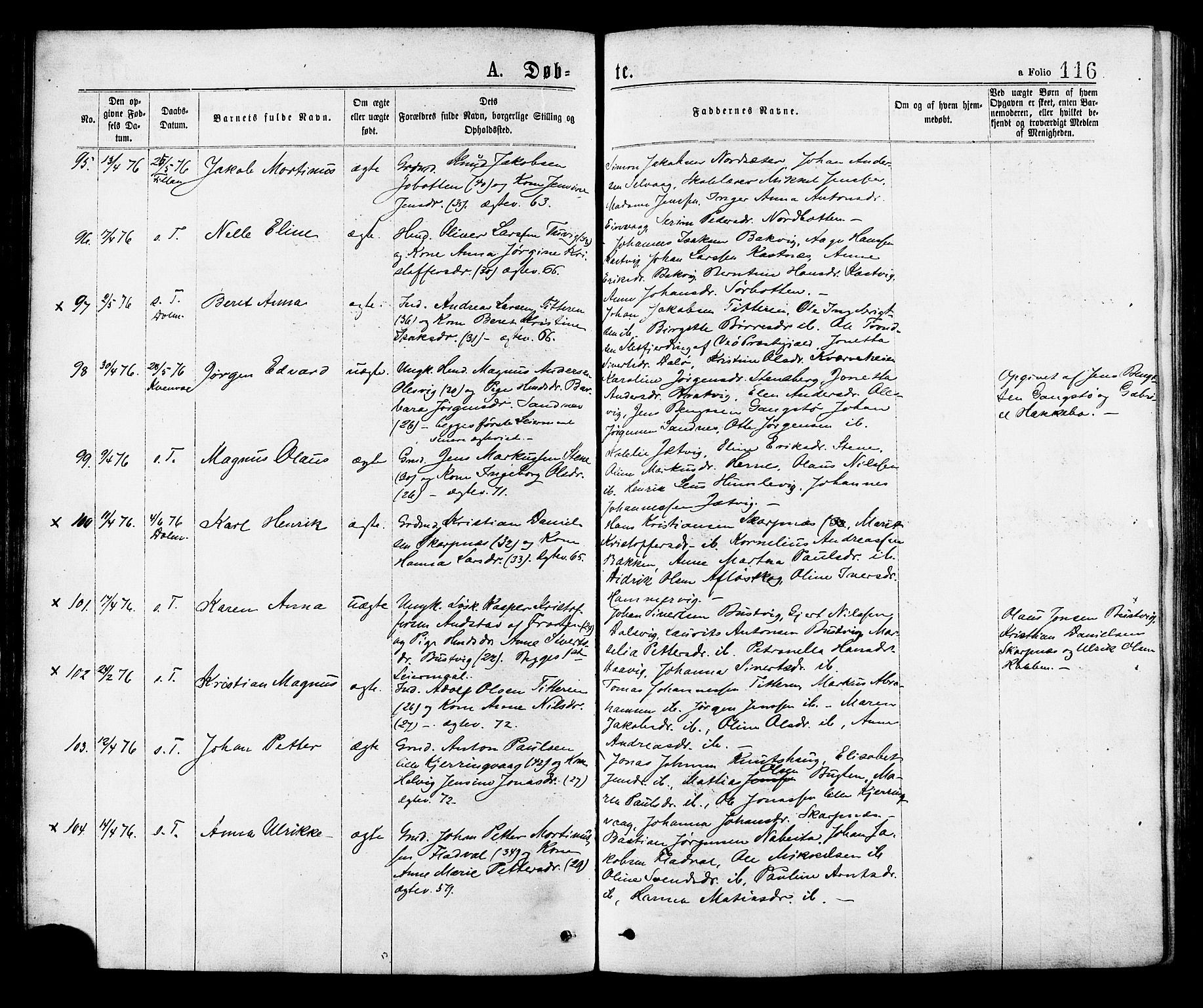 Ministerialprotokoller, klokkerbøker og fødselsregistre - Sør-Trøndelag, AV/SAT-A-1456/634/L0532: Parish register (official) no. 634A08, 1871-1881, p. 116