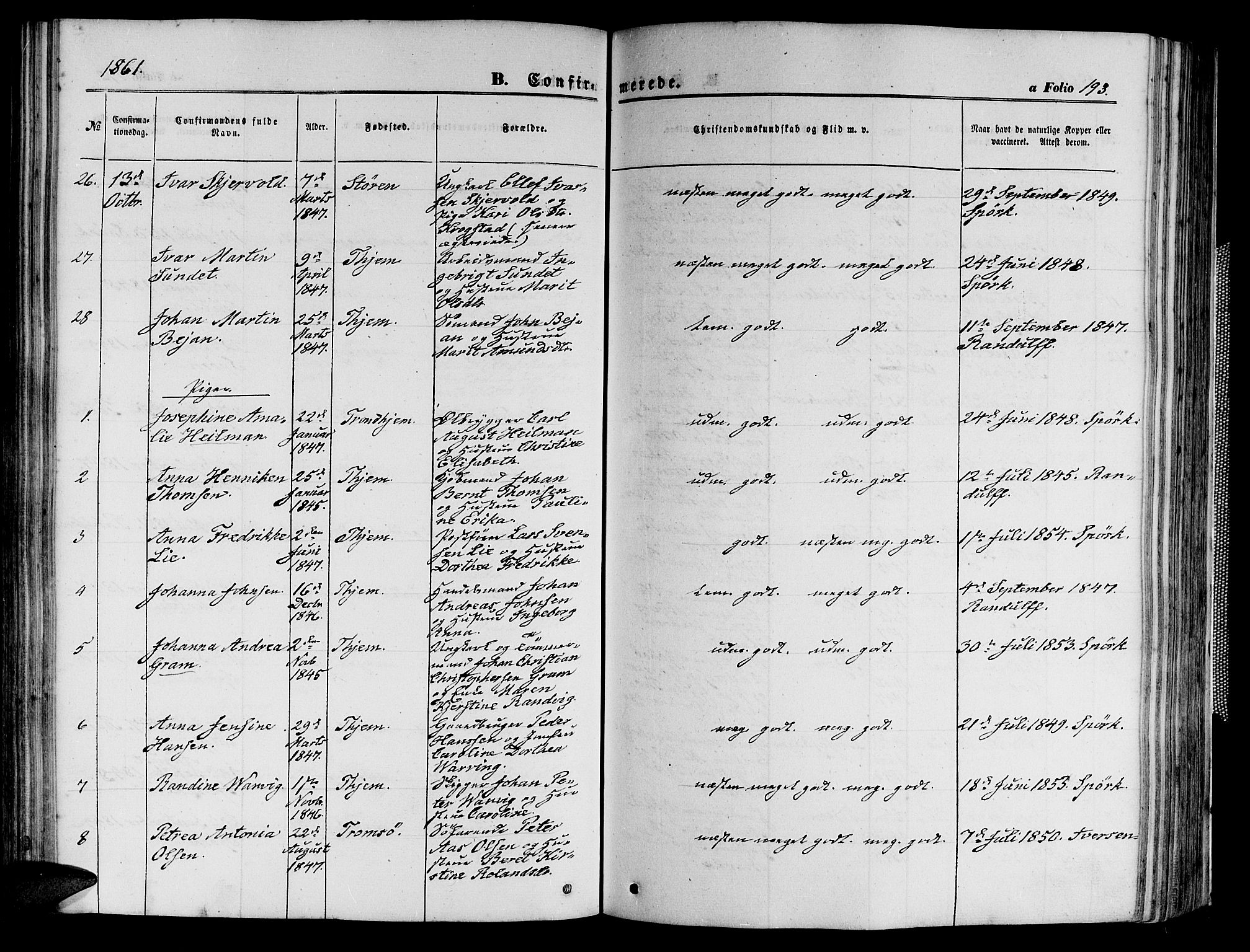 Ministerialprotokoller, klokkerbøker og fødselsregistre - Sør-Trøndelag, AV/SAT-A-1456/602/L0139: Parish register (copy) no. 602C07, 1859-1864, p. 193