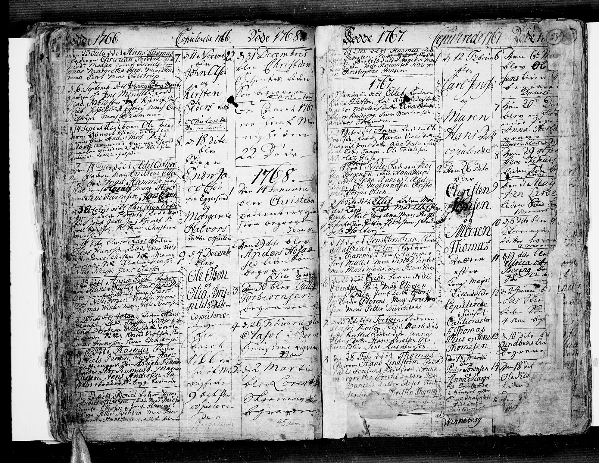 Risør sokneprestkontor, SAK/1111-0035/F/Fb/L0002: Parish register (copy) no. B 2, 1747-1812, p. 54