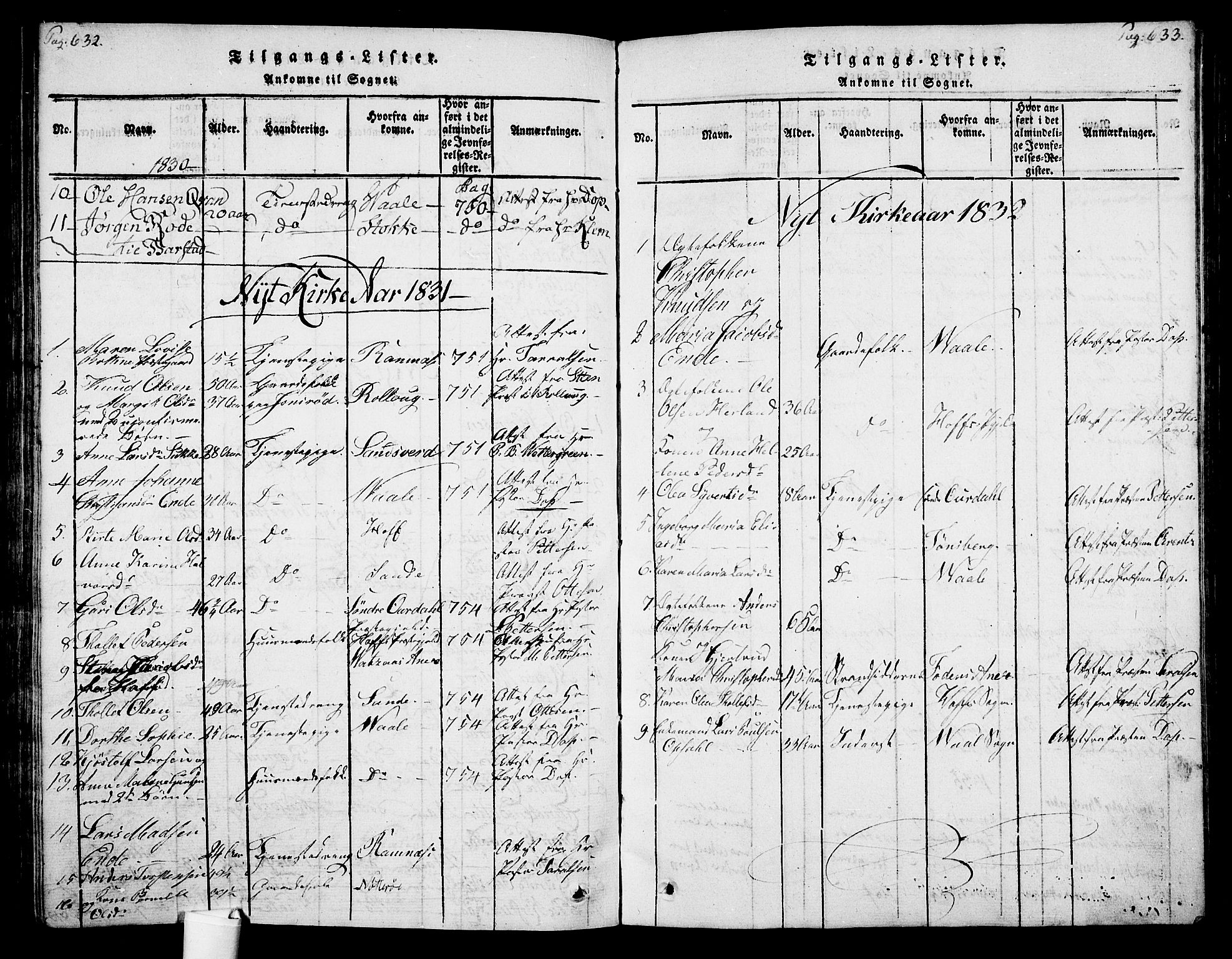 Botne kirkebøker, AV/SAKO-A-340/F/Fa/L0005: Parish register (official) no. I 5, 1814-1836, p. 632-633