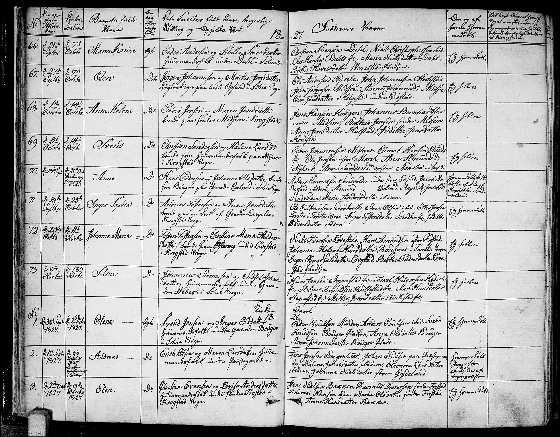 Kråkstad prestekontor Kirkebøker, SAO/A-10125a/F/Fa/L0004: Parish register (official) no. I 4, 1825-1837, p. 18