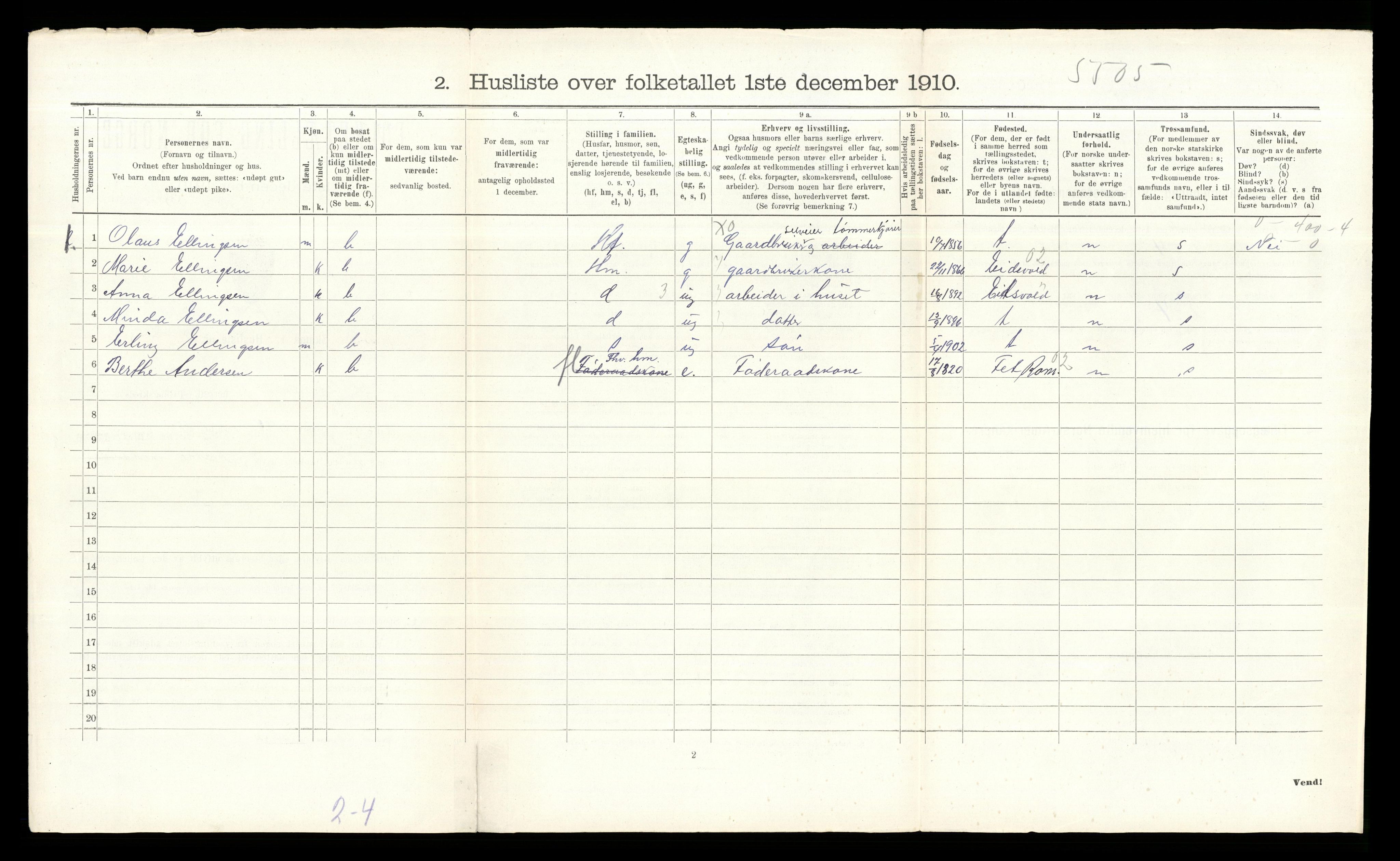 RA, 1910 census for Ullensaker, 1910, p. 1992