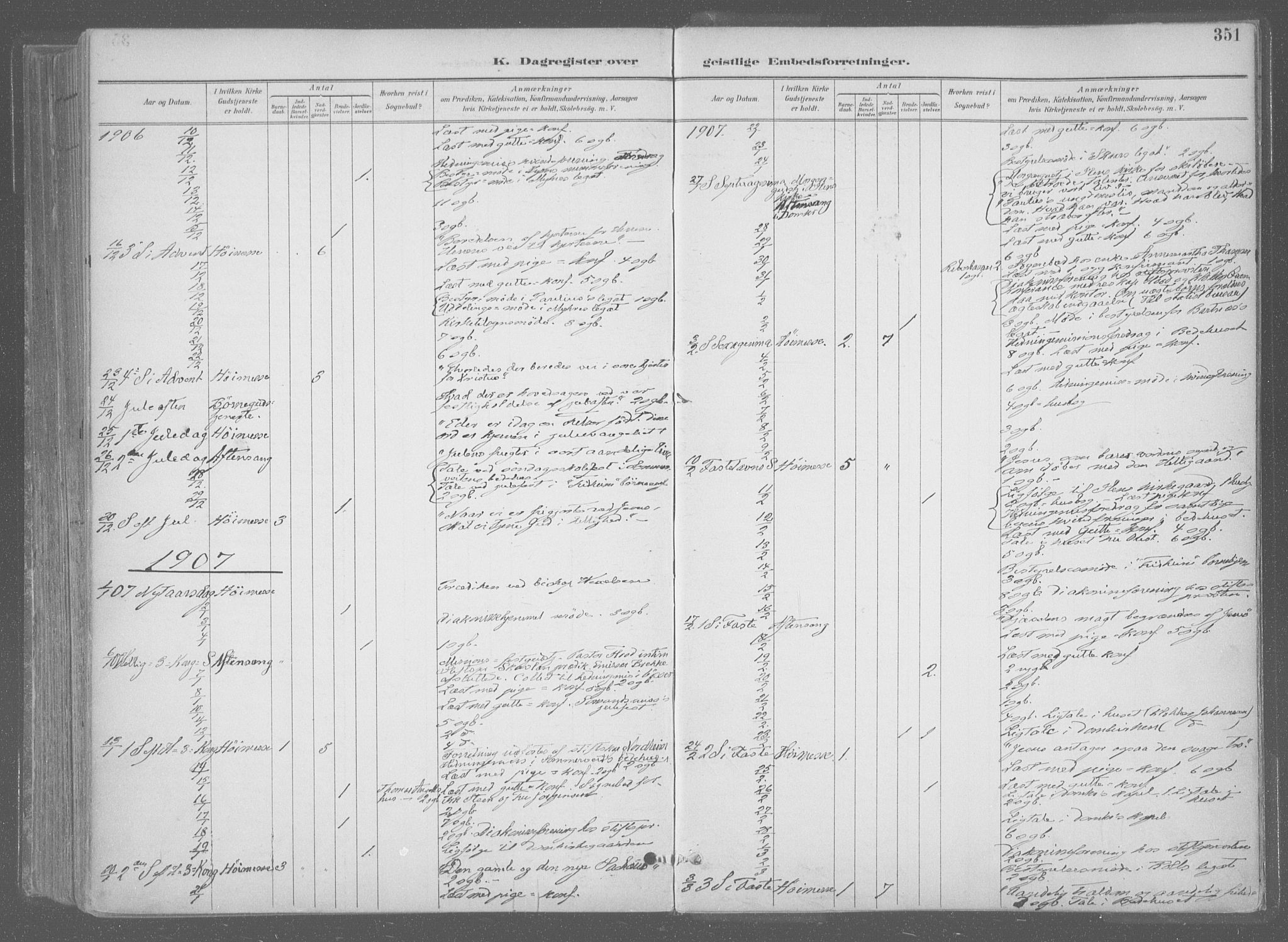 Ministerialprotokoller, klokkerbøker og fødselsregistre - Sør-Trøndelag, SAT/A-1456/601/L0064: Parish register (official) no. 601A31, 1891-1911, p. 351