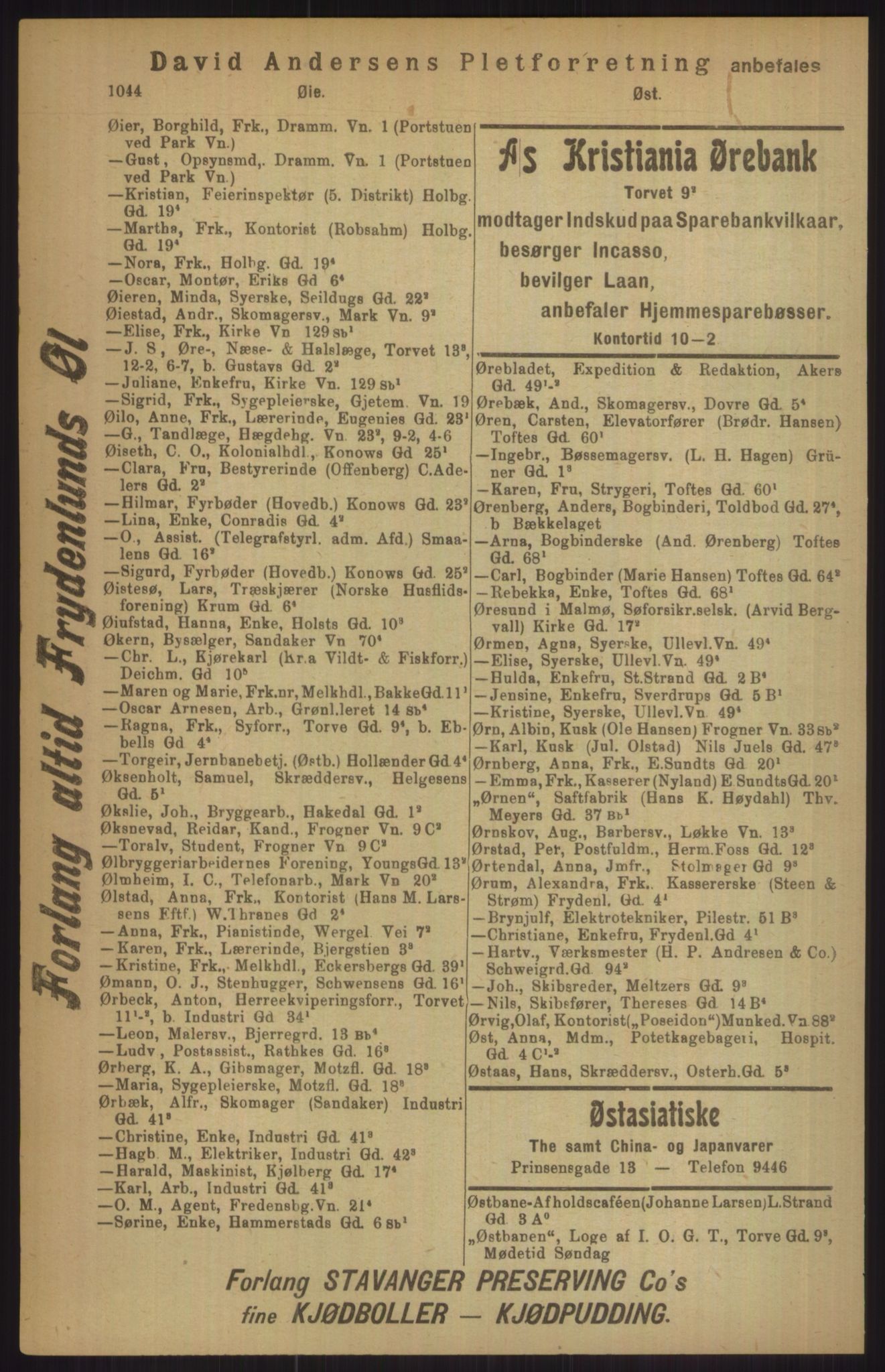 Kristiania/Oslo adressebok, PUBL/-, 1911, p. 1044