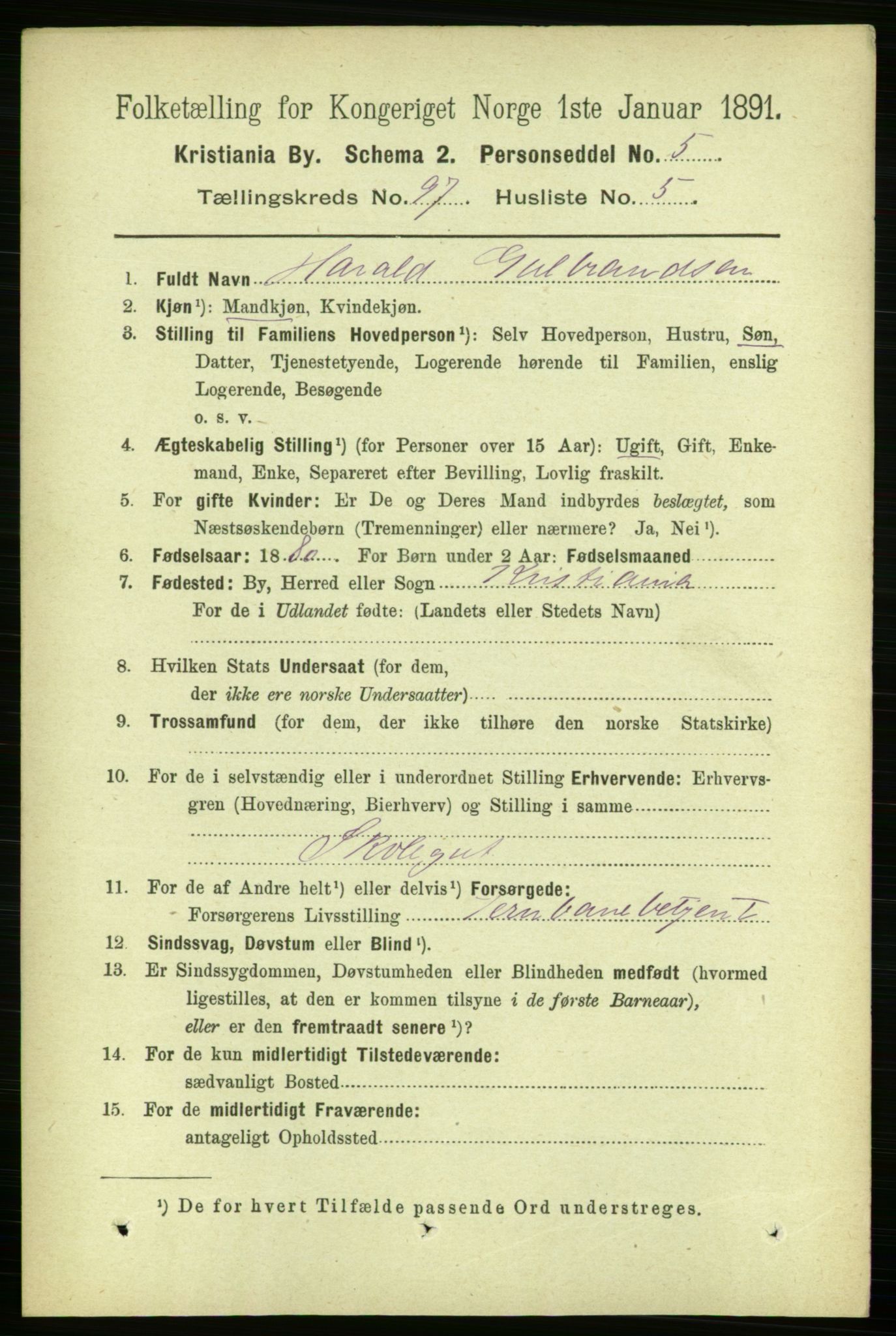 RA, 1891 census for 0301 Kristiania, 1891, p. 47032