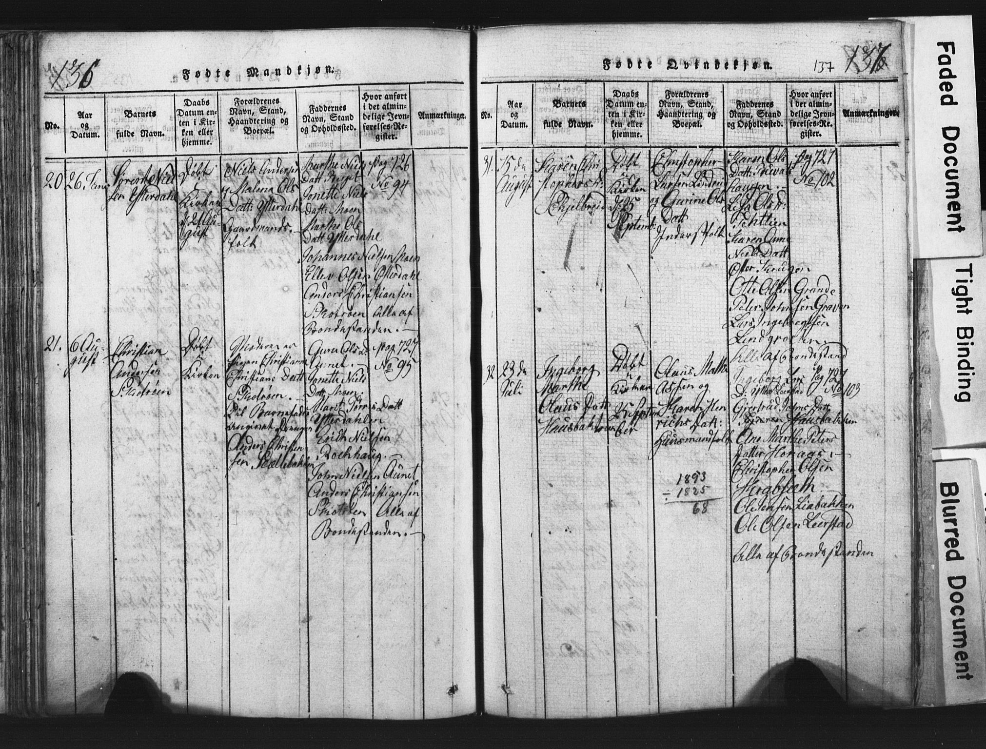 Ministerialprotokoller, klokkerbøker og fødselsregistre - Nord-Trøndelag, AV/SAT-A-1458/701/L0017: Parish register (copy) no. 701C01, 1817-1825, p. 136-137