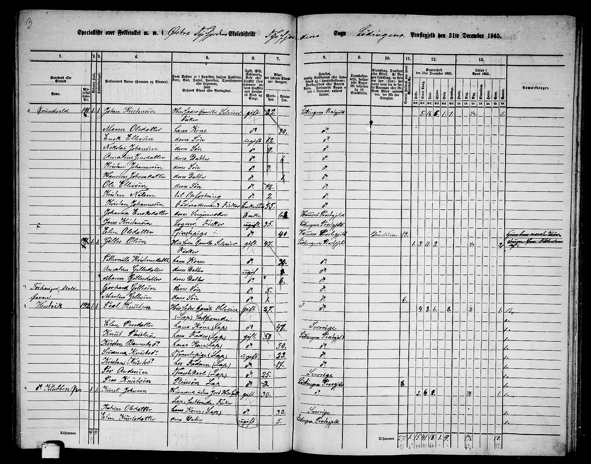 RA, 1865 census for Lødingen, 1865, p. 121