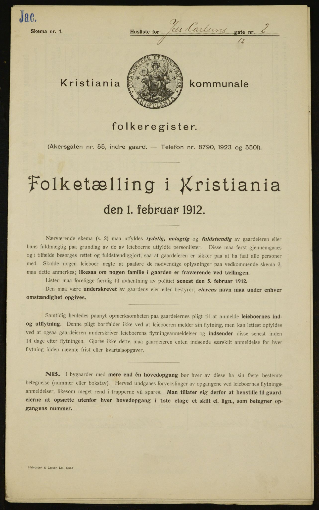 OBA, Municipal Census 1912 for Kristiania, 1912, p. 47276