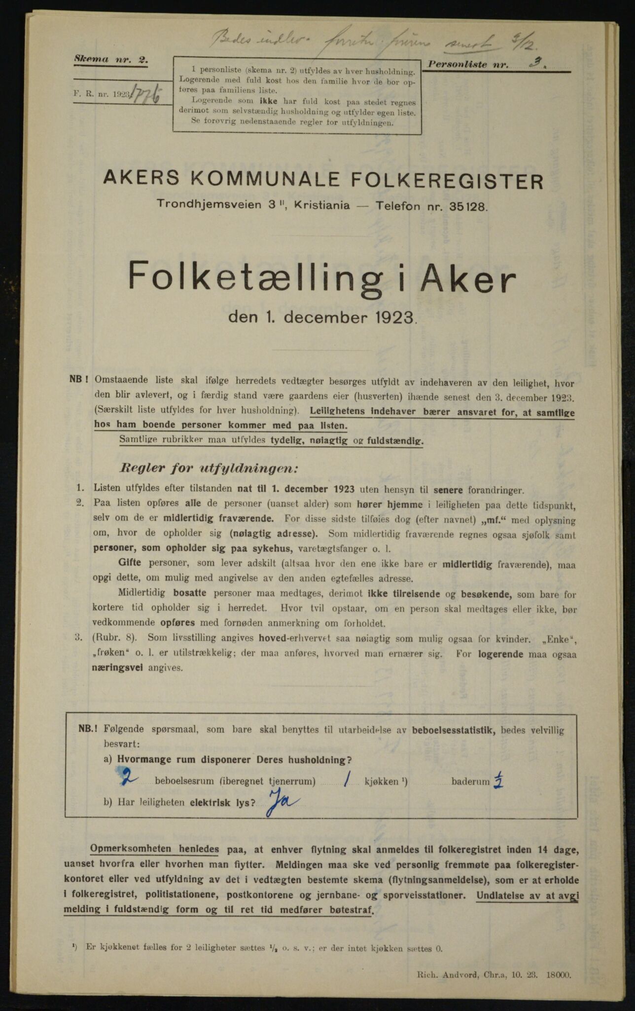 , Municipal Census 1923 for Aker, 1923, p. 19299