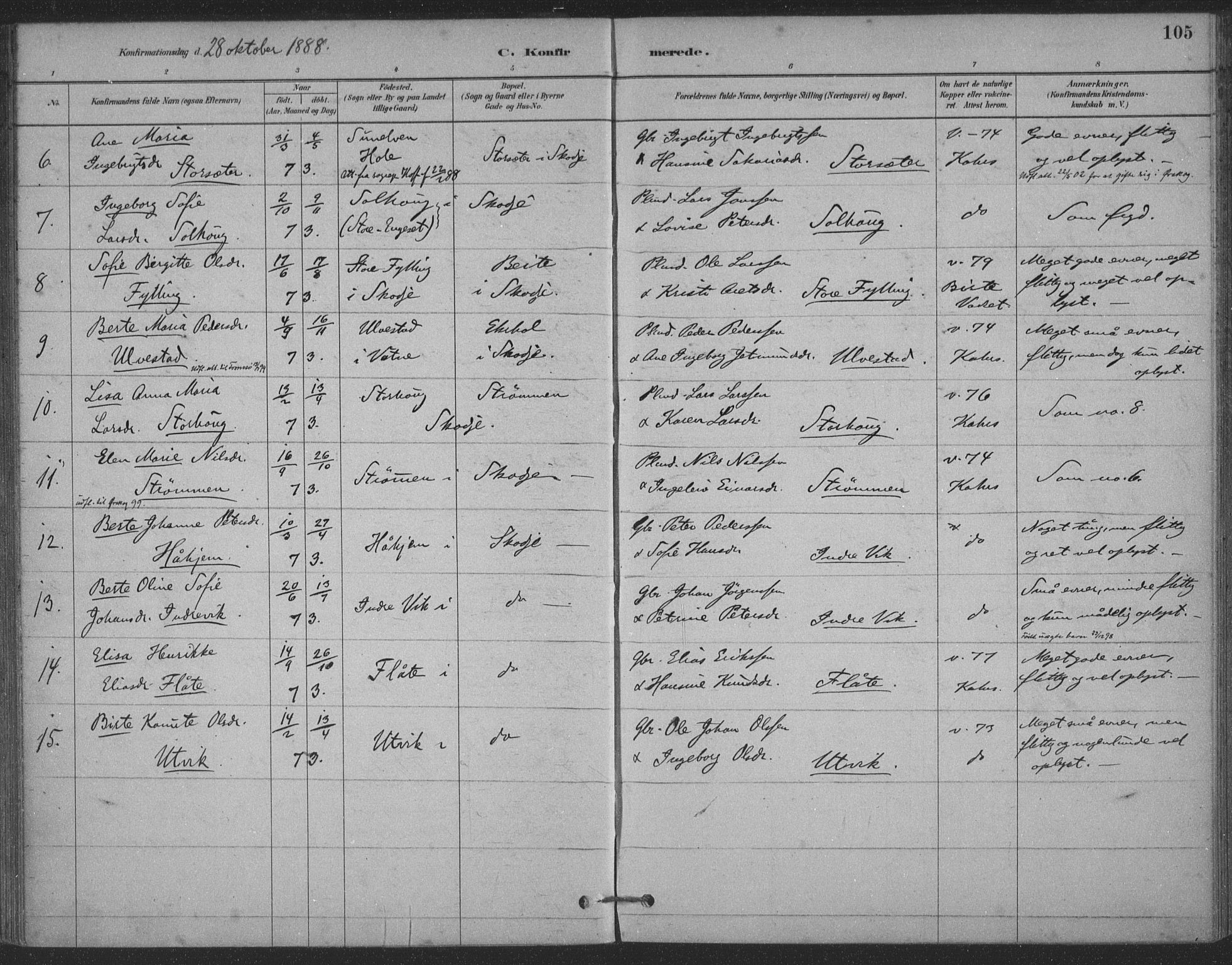 Ministerialprotokoller, klokkerbøker og fødselsregistre - Møre og Romsdal, AV/SAT-A-1454/524/L0356: Parish register (official) no. 524A08, 1880-1899, p. 105