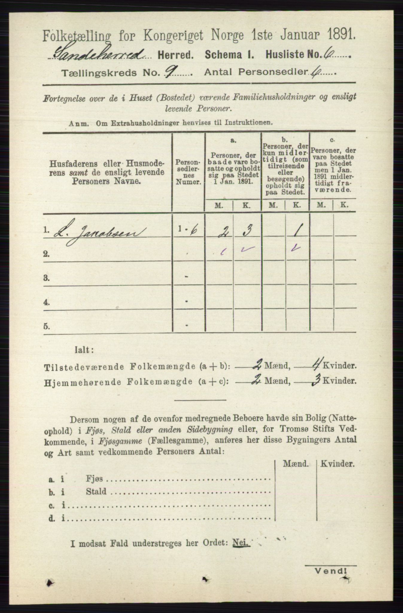 RA, 1891 census for 0724 Sandeherred, 1891, p. 5432