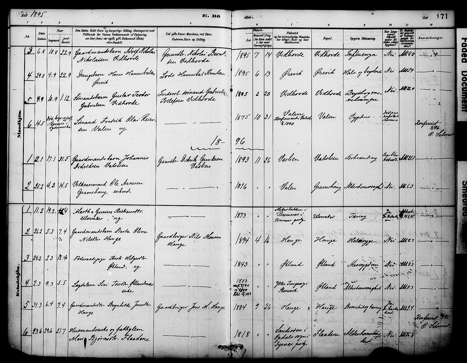 Sveio Sokneprestembete, SAB/A-78501/H/Haa: Parish register (official) no. C 2, 1881-1899, p. 171