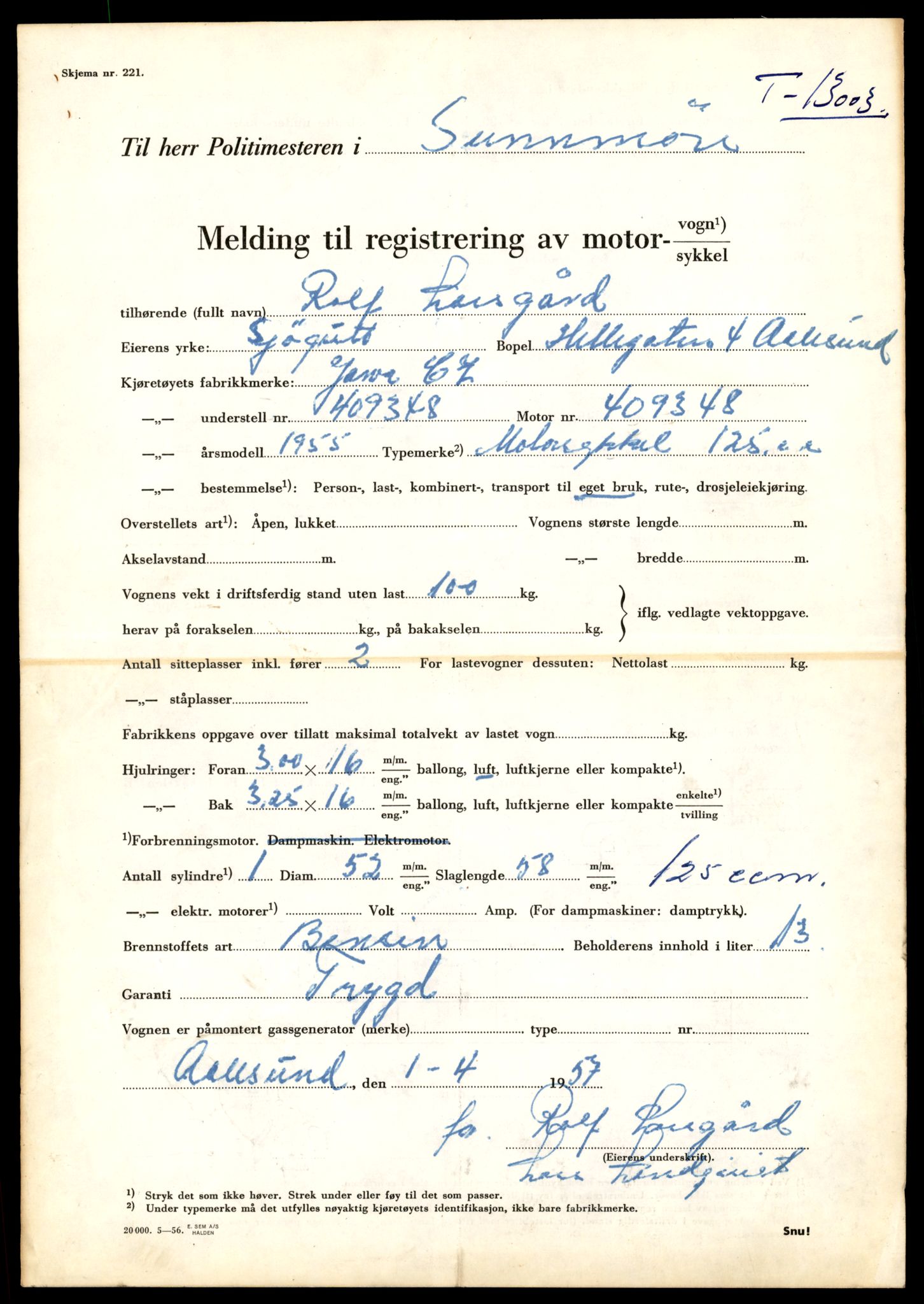 Møre og Romsdal vegkontor - Ålesund trafikkstasjon, SAT/A-4099/F/Fe/L0036: Registreringskort for kjøretøy T 12831 - T 13030, 1927-1998, p. 2549