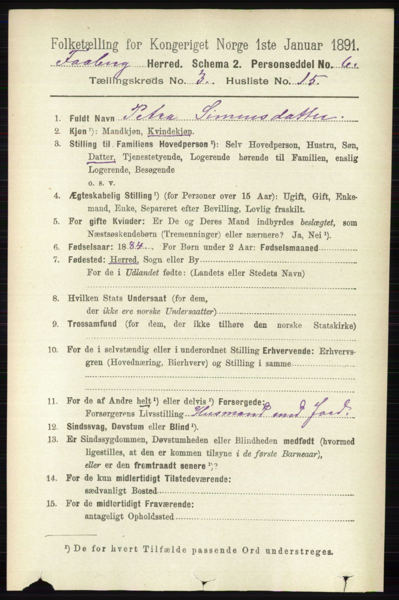 RA, 1891 census for 0524 Fåberg, 1891, p. 943