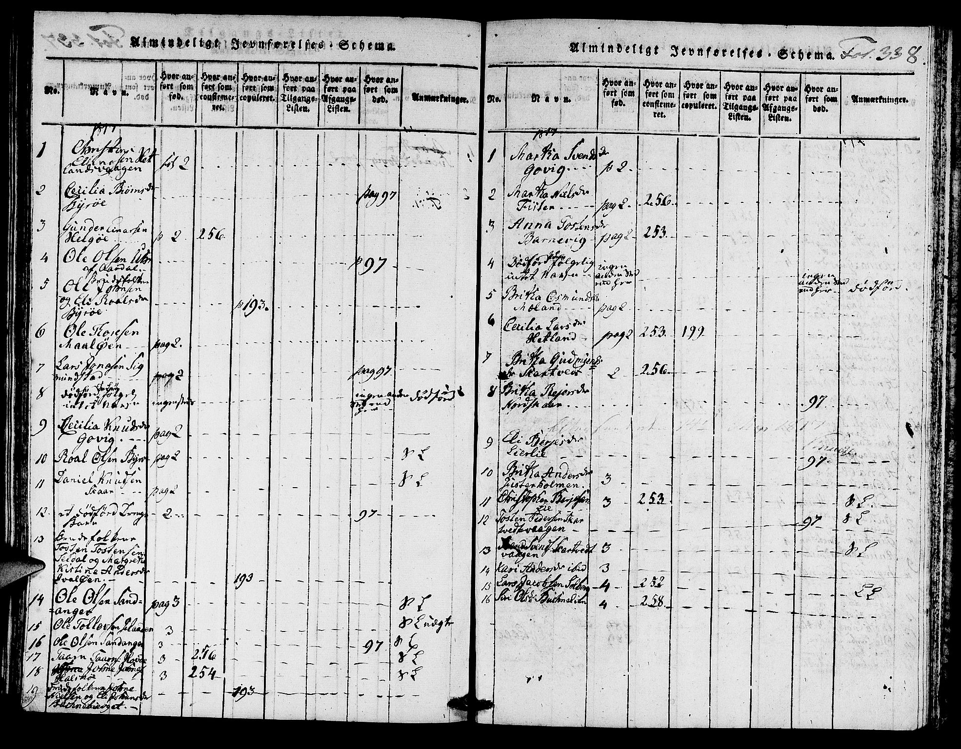 Hjelmeland sokneprestkontor, AV/SAST-A-101843/01/IV/L0004: Parish register (official) no. A 4, 1816-1834, p. 338