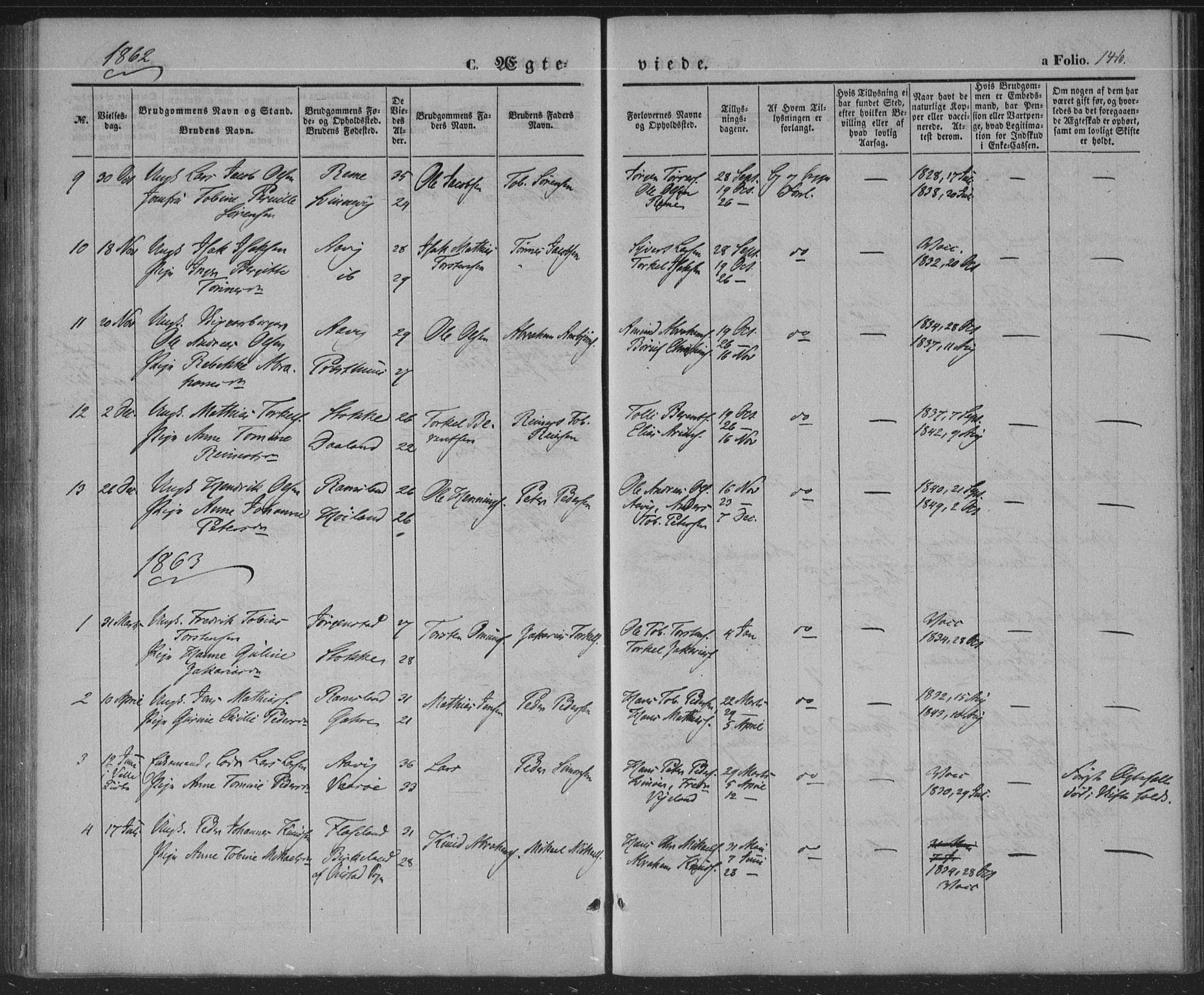 Sør-Audnedal sokneprestkontor, SAK/1111-0039/F/Fa/Faa/L0002: Parish register (official) no. A 2, 1848-1867, p. 146