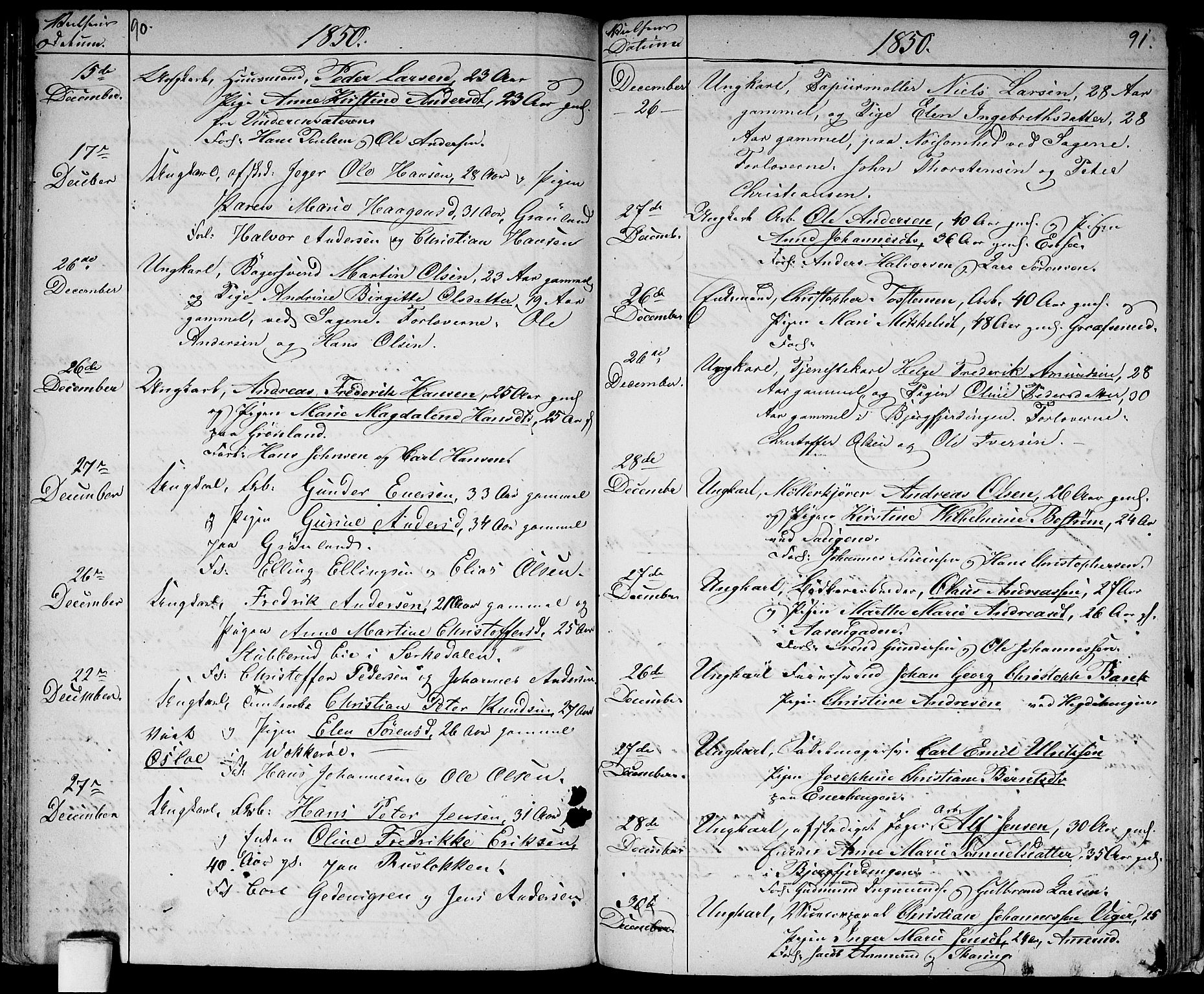 Aker prestekontor kirkebøker, AV/SAO-A-10861/G/L0011: Parish register (copy) no. 11, 1846-1859, p. 90-91