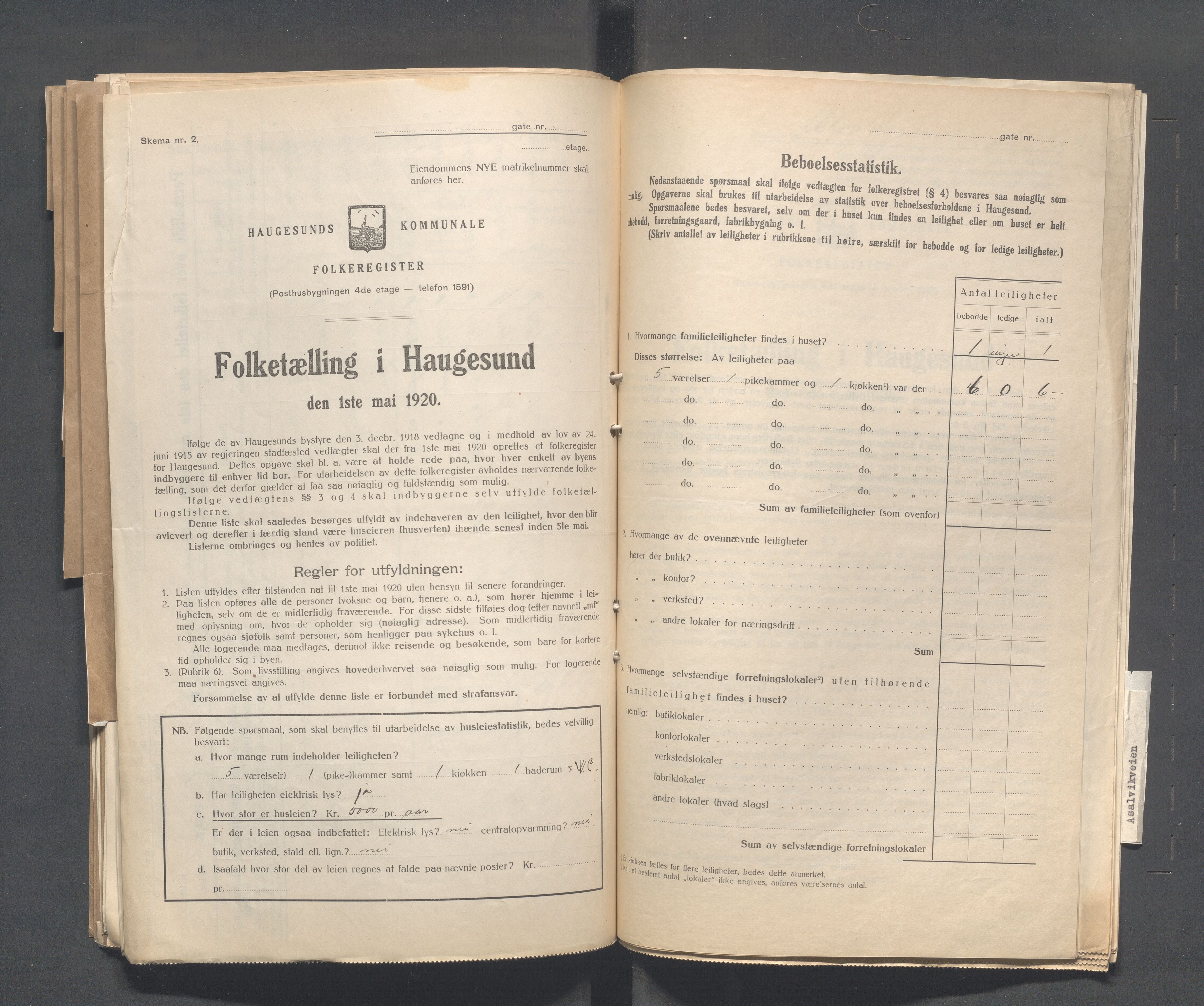 IKAR, Local census 1.5.1920 for Haugesund, 1920, p. 55