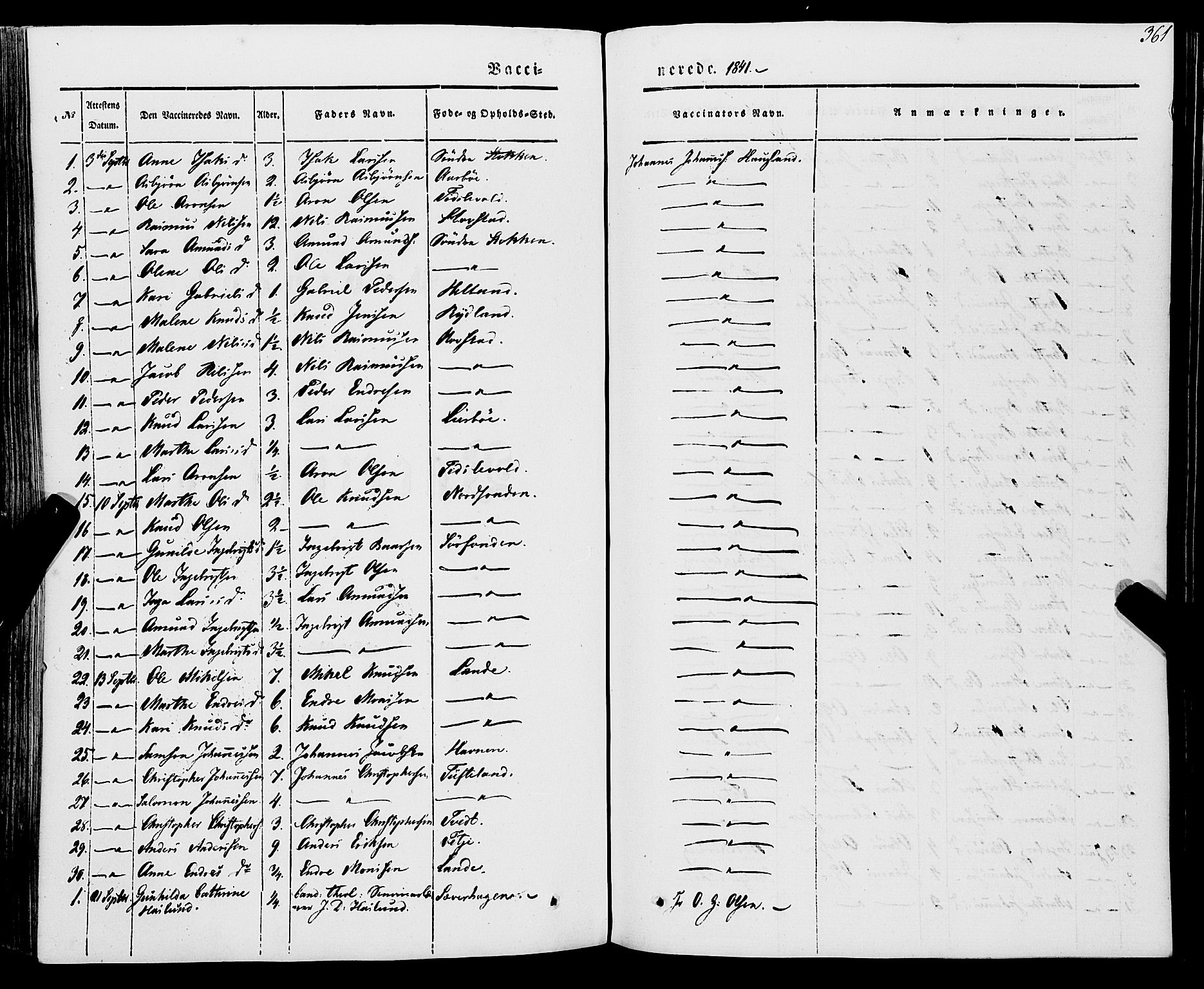Stord sokneprestembete, SAB/A-78201/H/Haa: Parish register (official) no. A 7, 1841-1861, p. 361
