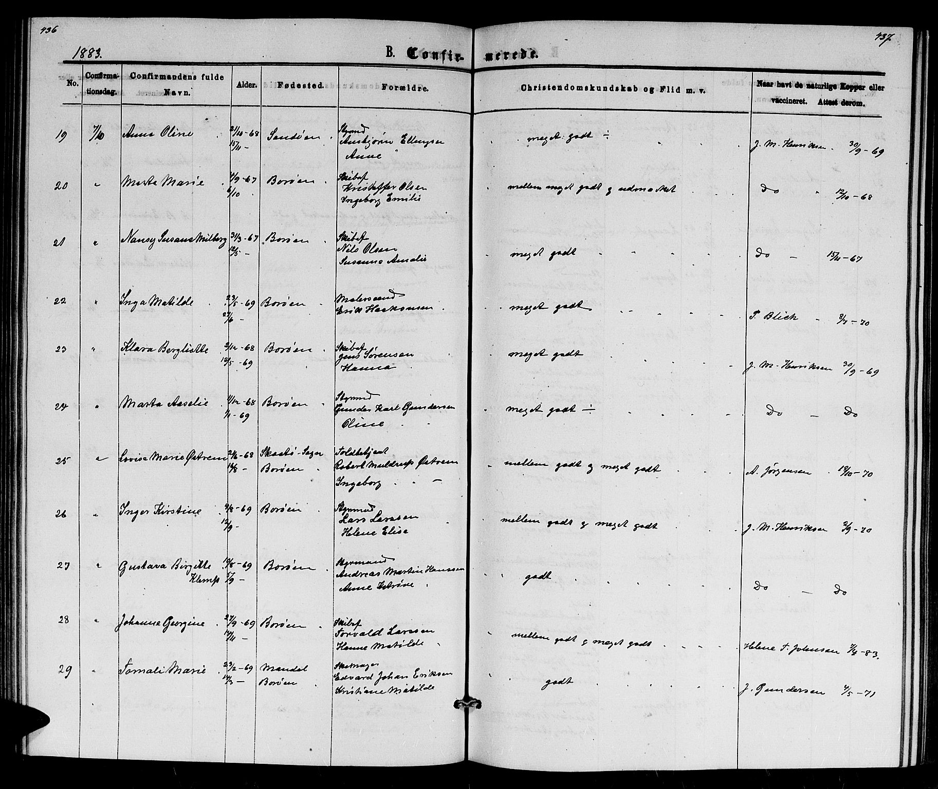 Dypvåg sokneprestkontor, AV/SAK-1111-0007/F/Fb/Fba/L0012: Parish register (copy) no. B 12, 1872-1886, p. 436-437