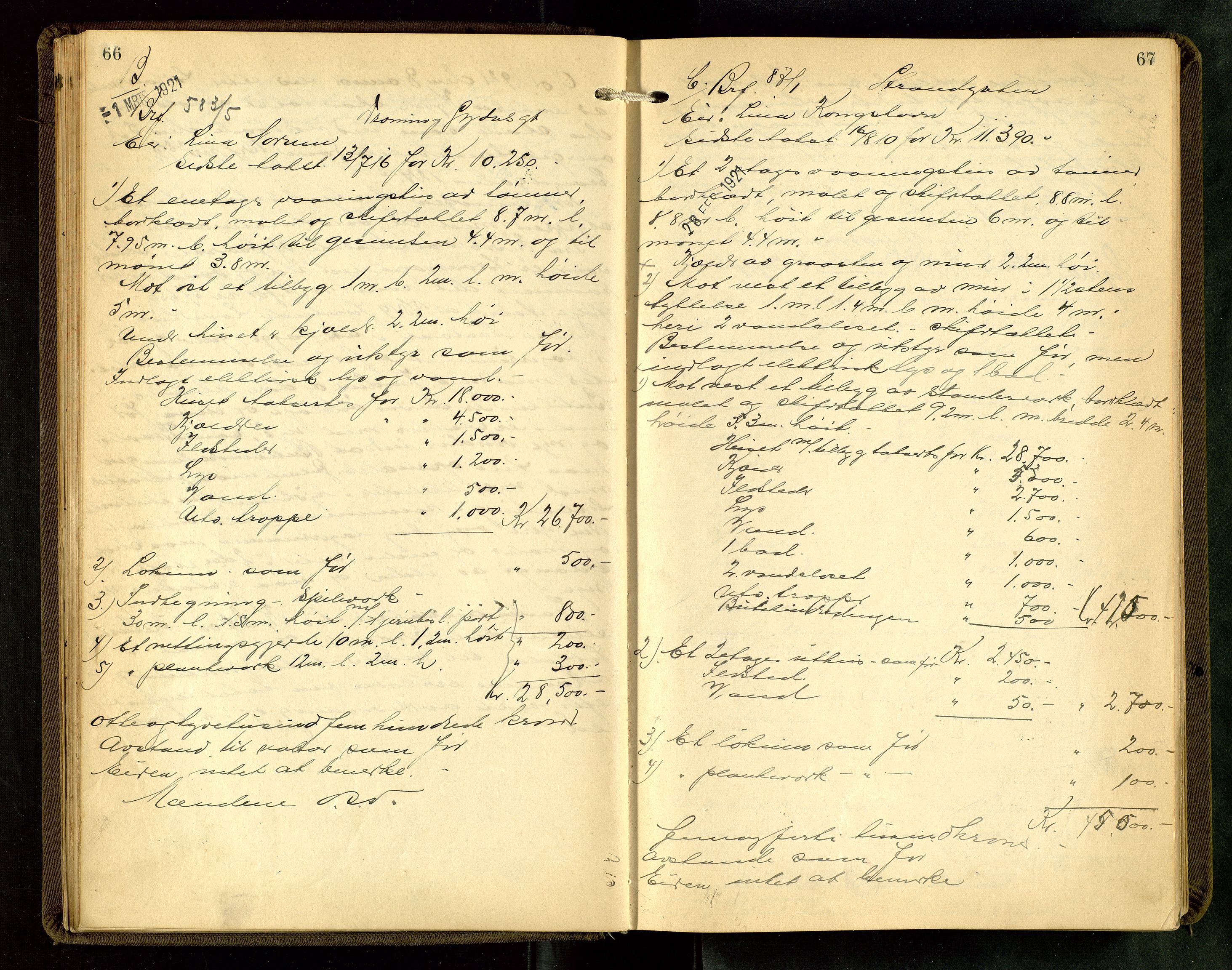 Norges Brannkasse Haugesund, AV/SAST-A-102142/0002/O/L0011: Branntakstprotokoll, 1920-1925, p. 66-67