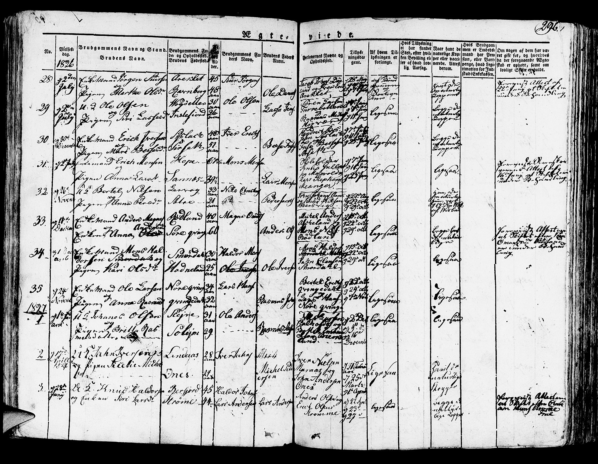 Lindås Sokneprestembete, AV/SAB-A-76701/H/Haa/Haaa/L0008: Parish register (official) no. A 8, 1823-1836, p. 296