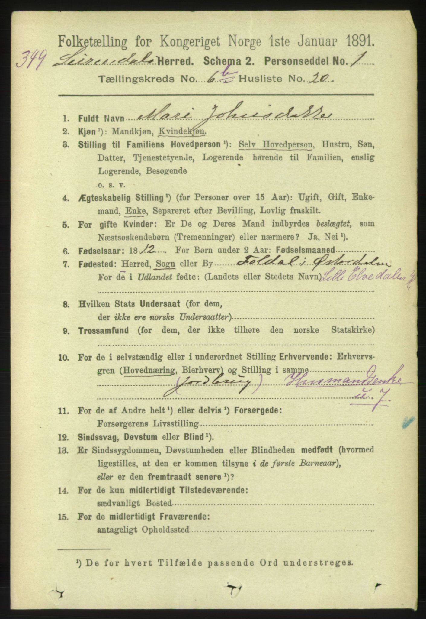 RA, 1891 census for 1566 Surnadal, 1891, p. 1805