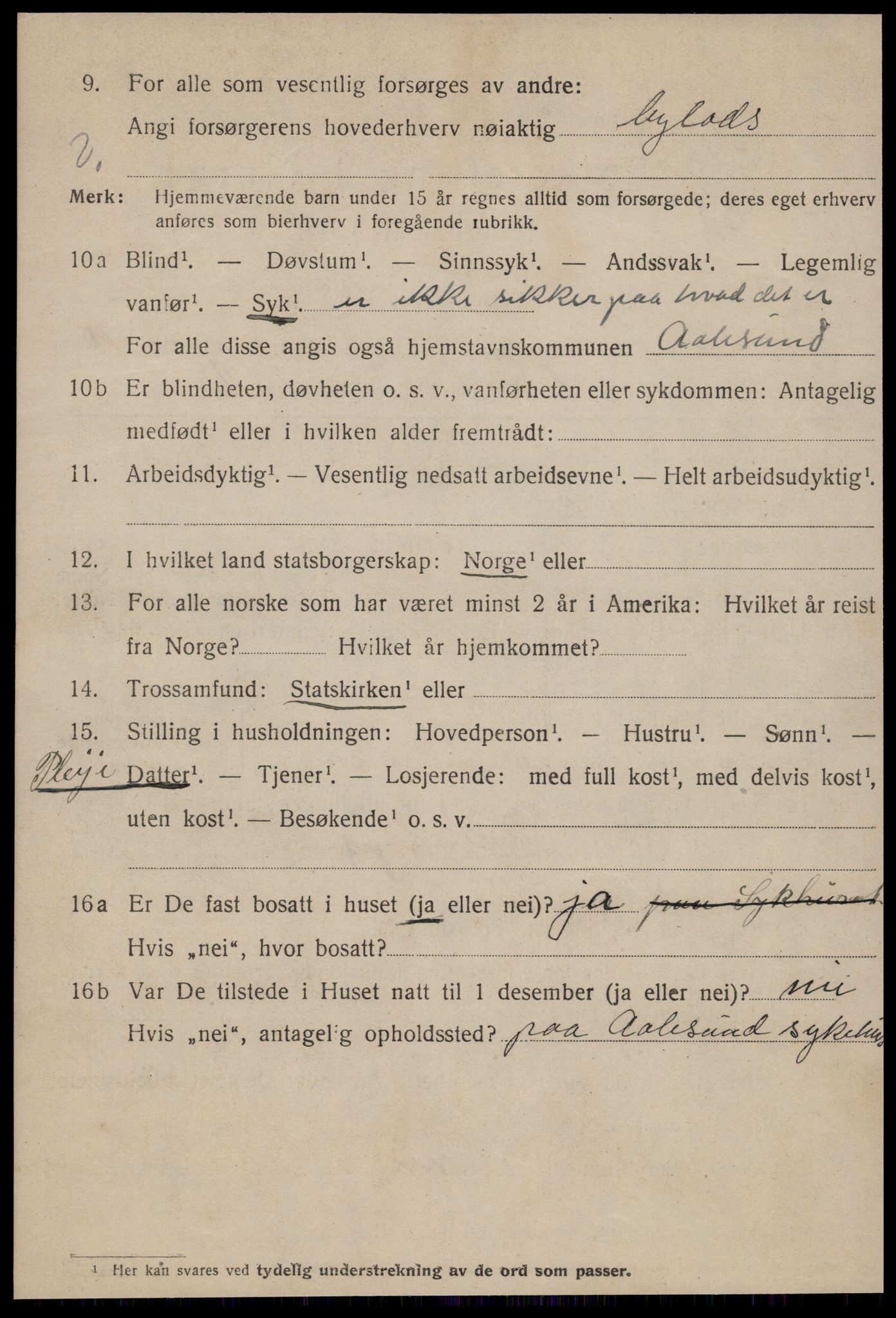 SAT, 1920 census for Ålesund, 1920, p. 23835