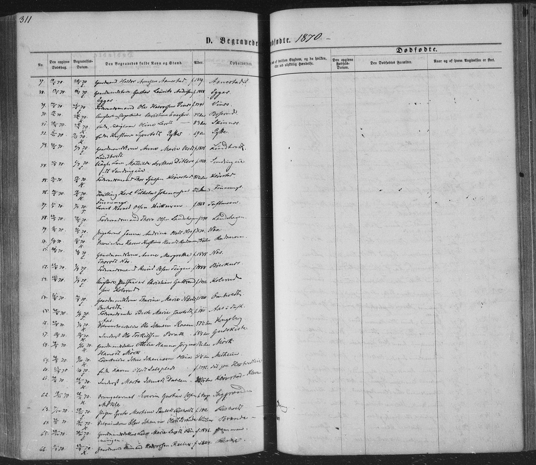 Sandsvær kirkebøker, AV/SAKO-A-244/F/Fa/L0007: Parish register (official) no. I 7, 1869-1877, p. 311