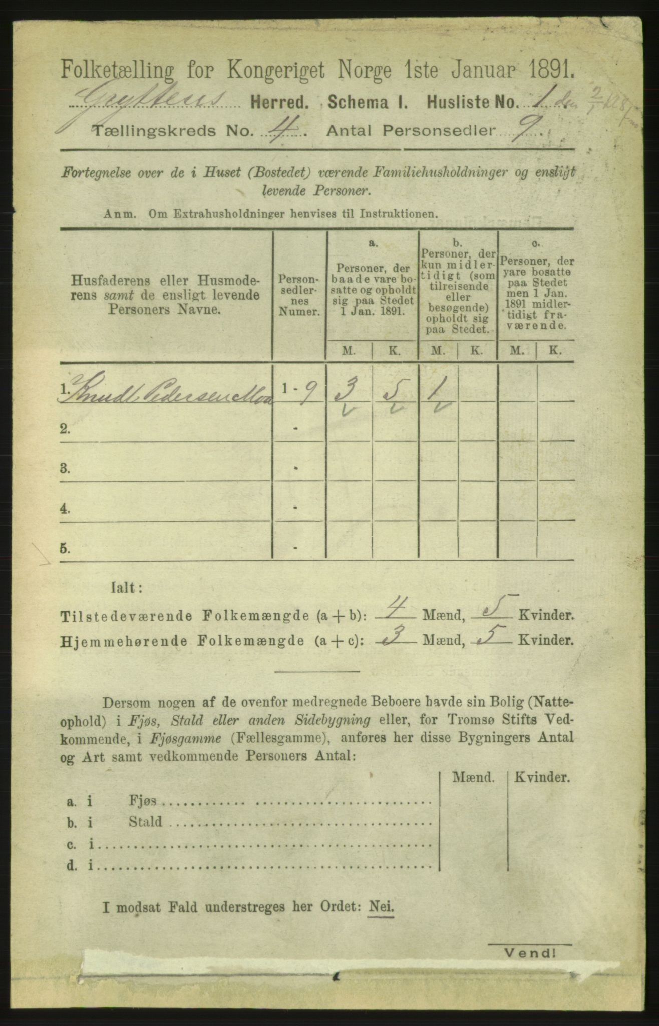 RA, 1891 census for 1539 Grytten, 1891, p. 1281