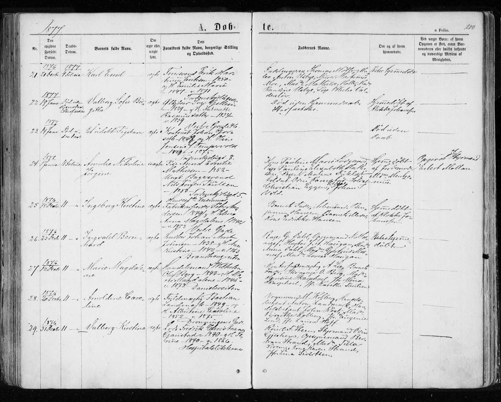 Ministerialprotokoller, klokkerbøker og fødselsregistre - Sør-Trøndelag, SAT/A-1456/601/L0054: Parish register (official) no. 601A22, 1866-1877, p. 200