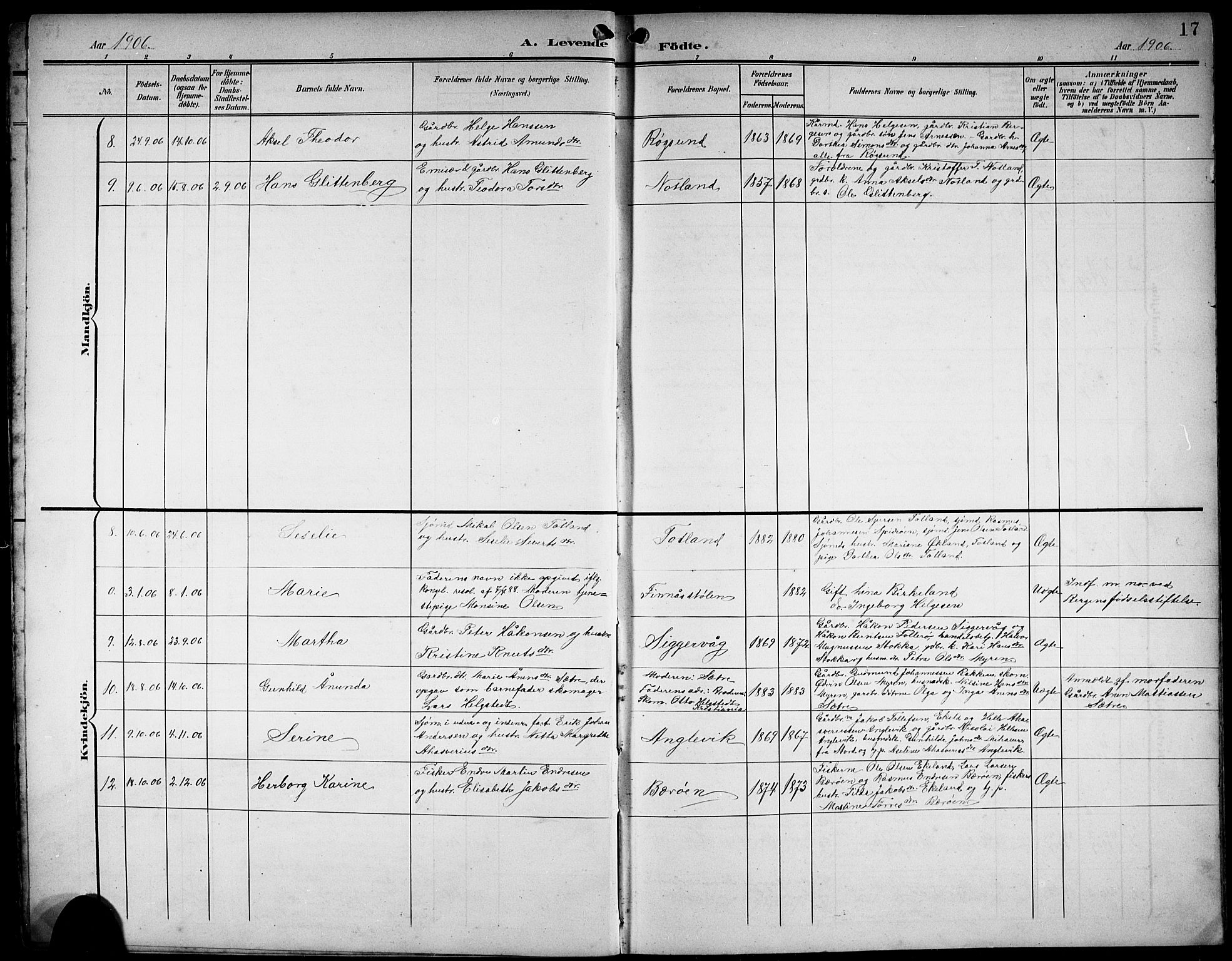 Finnås sokneprestembete, AV/SAB-A-99925/H/Ha/Hab/Haba/L0004: Parish register (copy) no. A 4, 1901-1924, p. 17