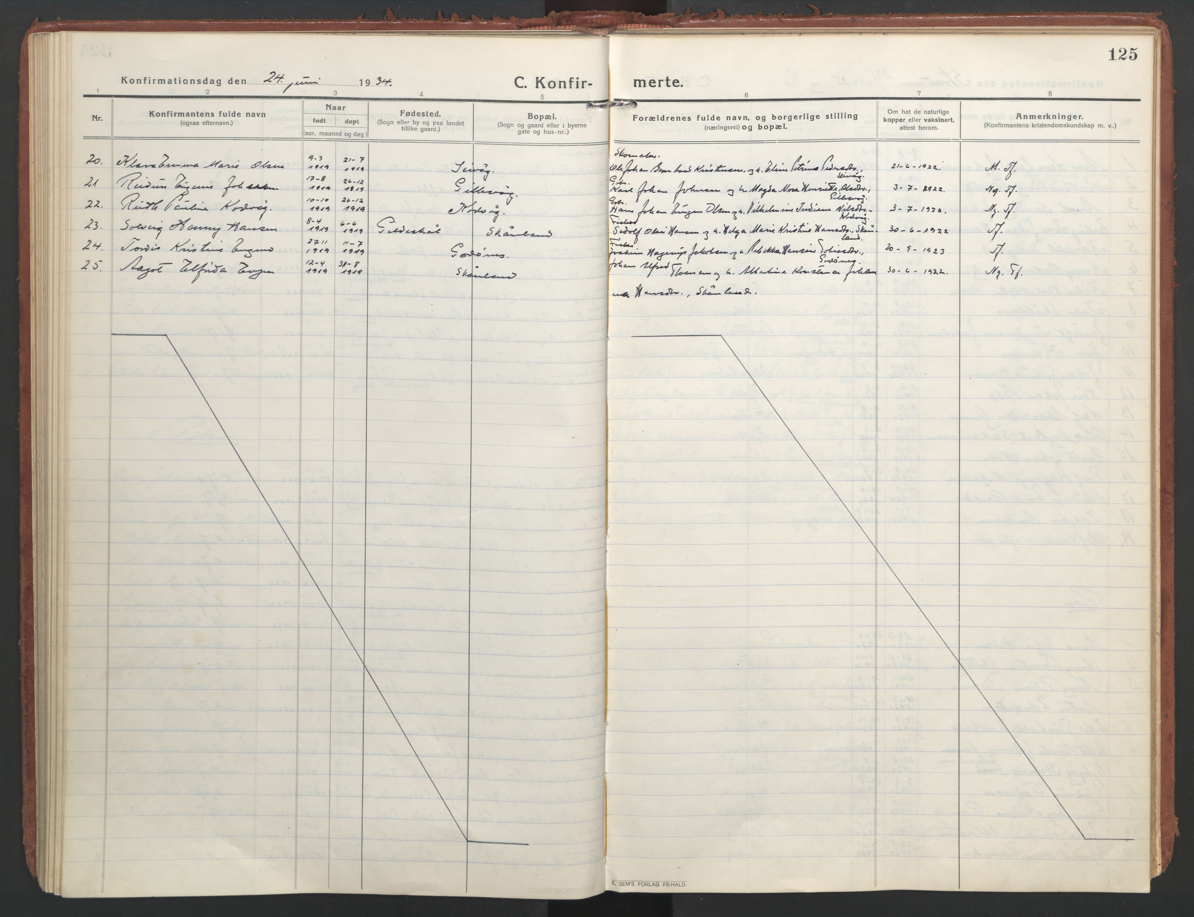 Ministerialprotokoller, klokkerbøker og fødselsregistre - Nordland, AV/SAT-A-1459/804/L0086: Parish register (official) no. 804A07, 1916-1935, p. 125