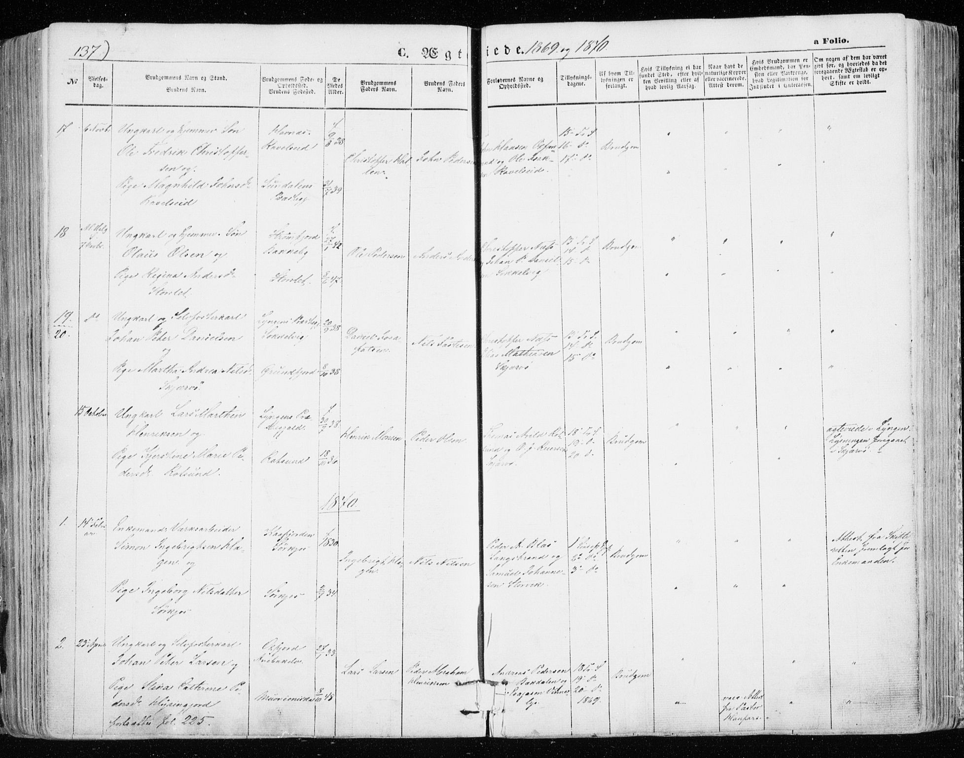 Skjervøy sokneprestkontor, SATØ/S-1300/H/Ha/Haa/L0007kirke: Parish register (official) no. 7, 1860-1870, p. 137