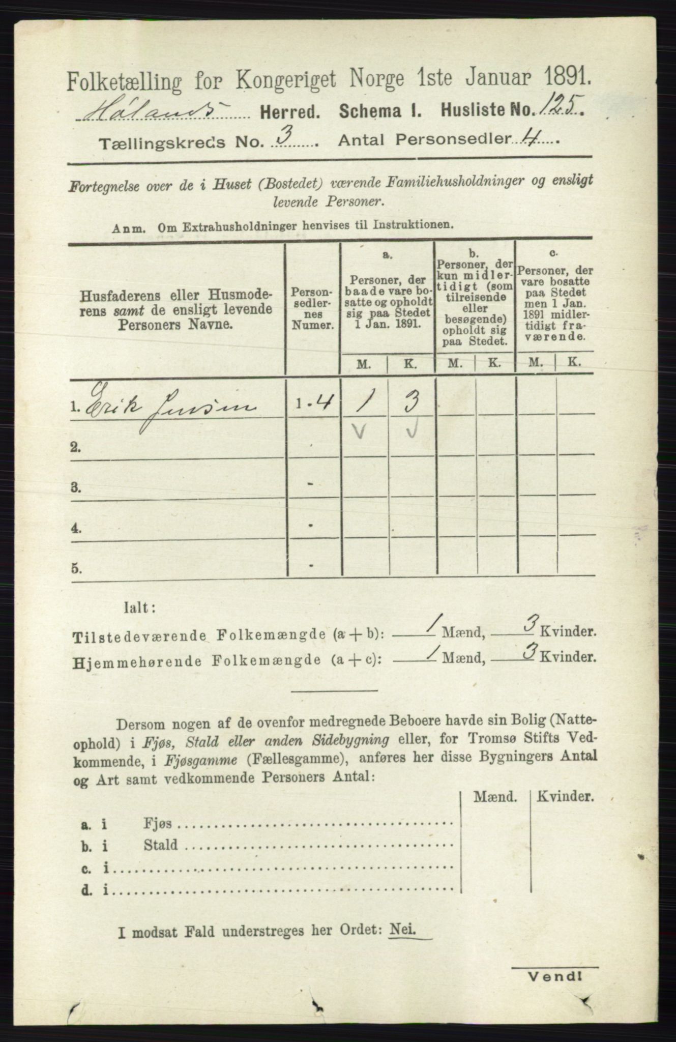 RA, 1891 census for 0221 Høland, 1891, p. 1742